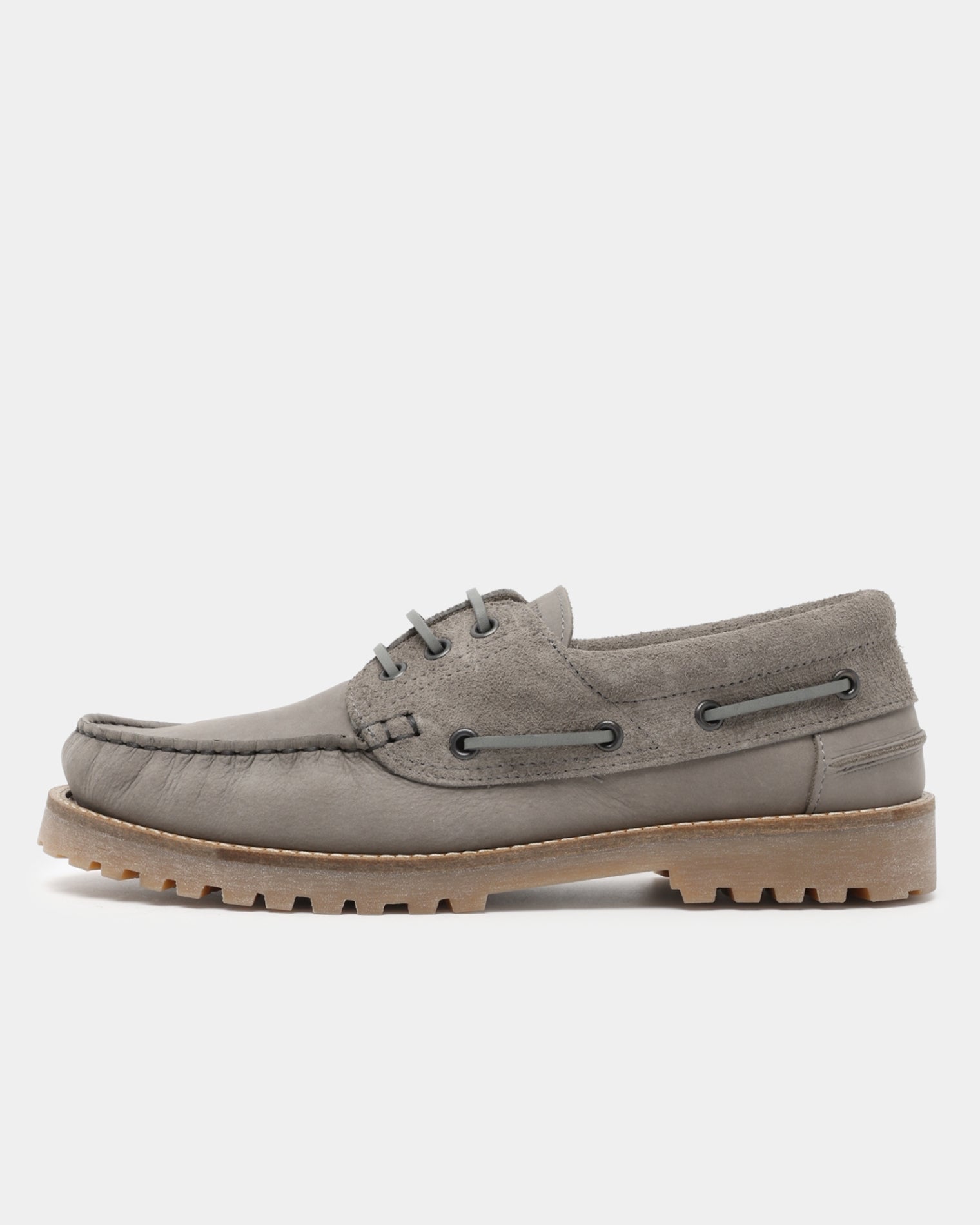 GARMENT PROJECT MAN Ollie Boat Shoe - Light Grey Nubuck/Hairy Suede Shoes 410 Light Grey