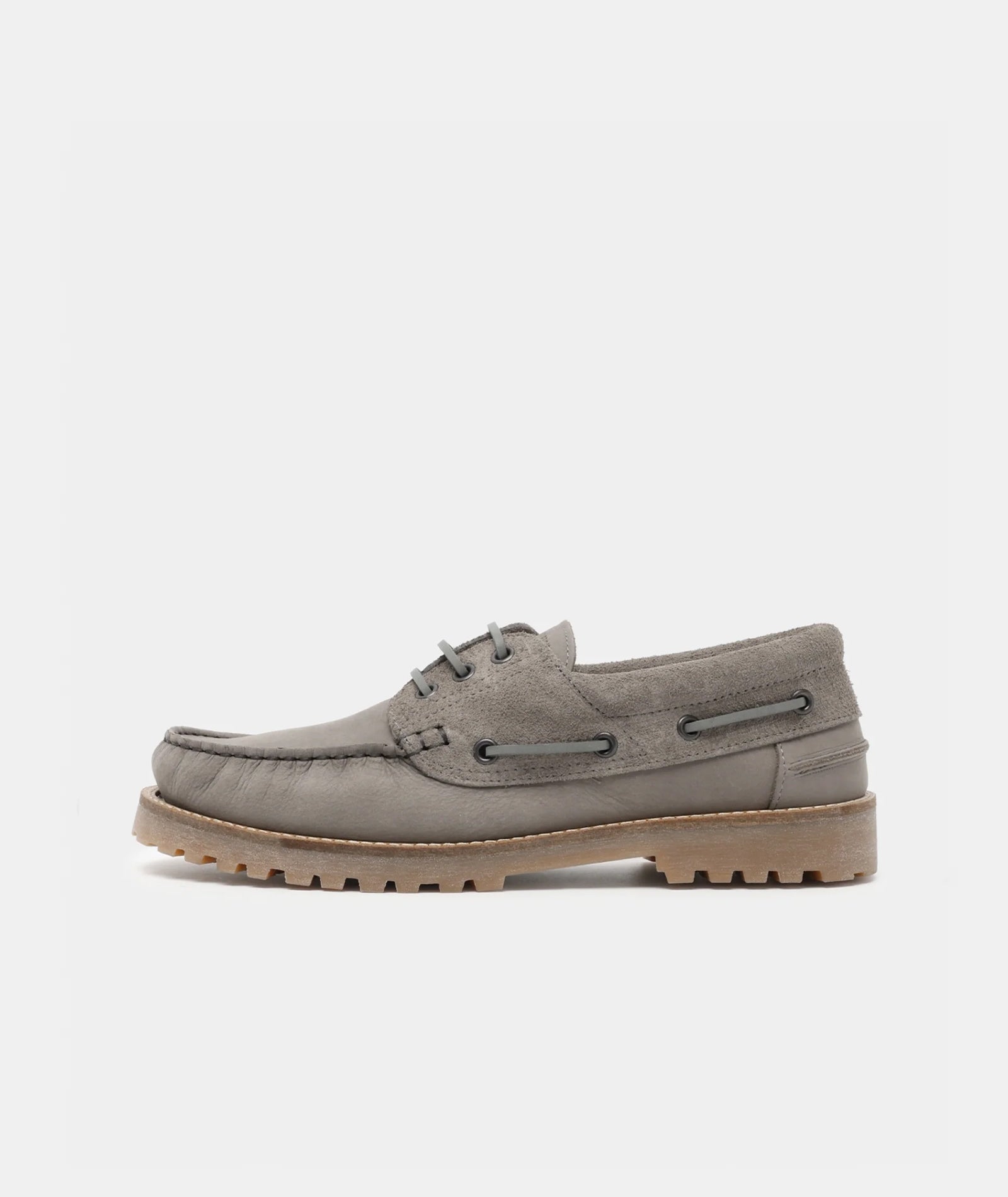 GARMENT PROJECT MAN Ollie Boat Shoe - Light Grey Nubuck/Hairy Suede Shoes 410 Light Grey