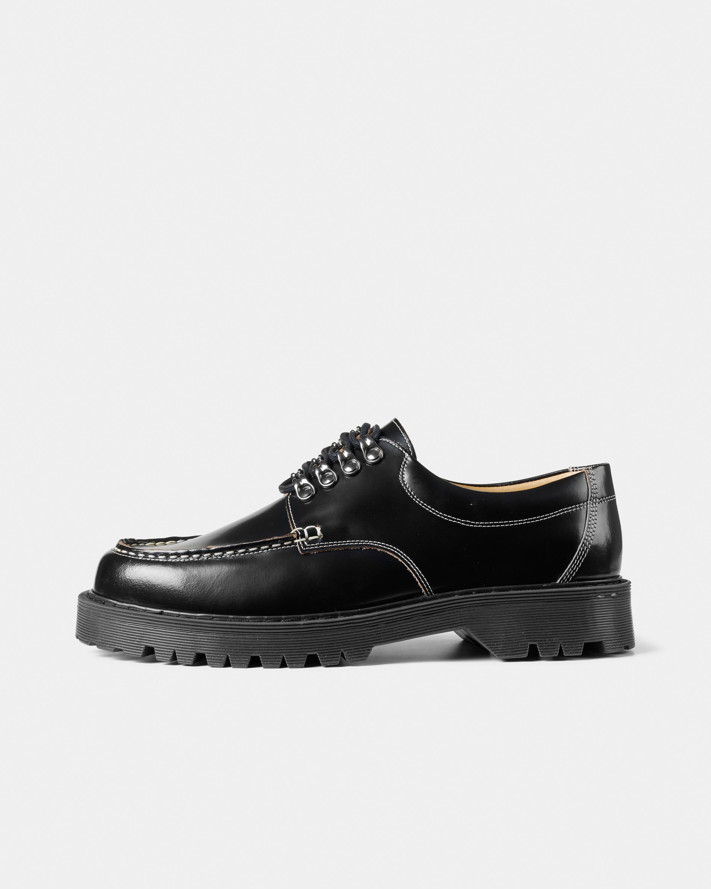 GARMENT PROJECT MAN Pete Moc Toe Lux - Black Polido Raw Edge Shoes 999 Black