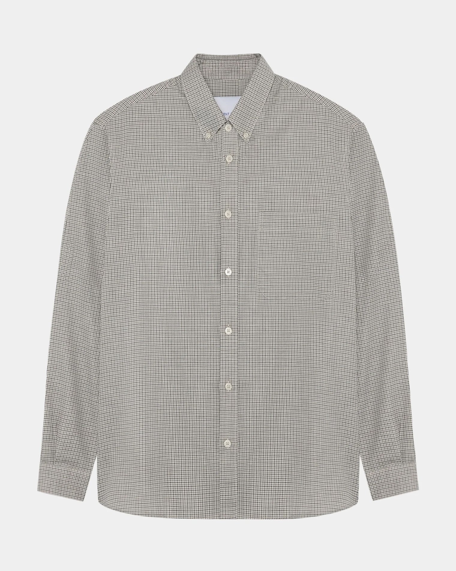GARMENT PROJECT MAN Relaxed LS Button Down Shirt - Bone/Grey Check Shirt 401 Grey Check
