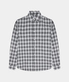 GARMENT PROJECT MAN Relaxed LS Button Down Shirt - Flannel Grey Check Shirt 401 Grey Check