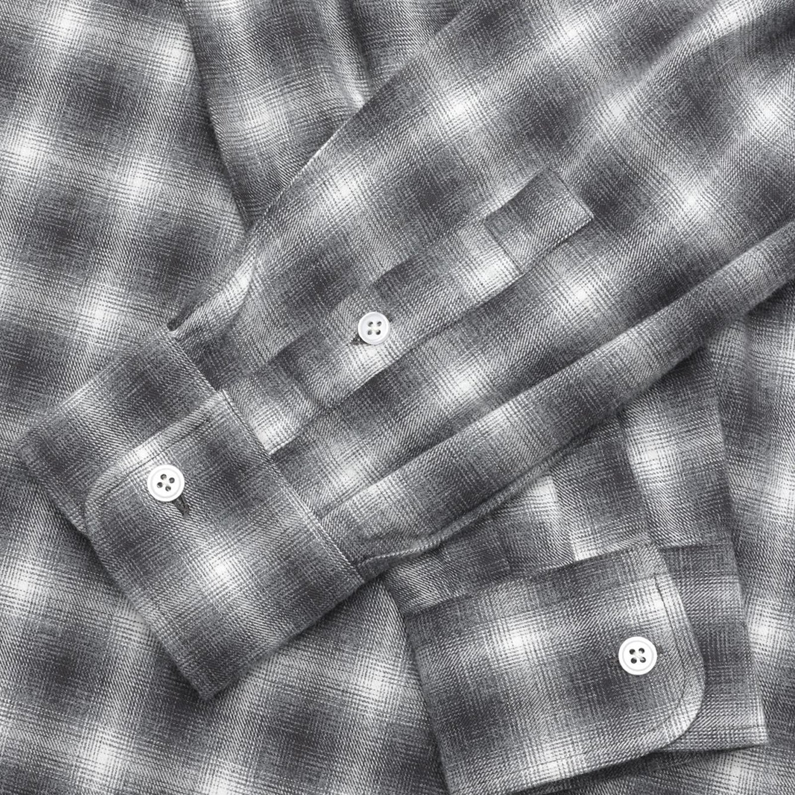 GARMENT PROJECT MAN Relaxed LS Button Down Shirt - Flannel Grey Check Shirt 401 Grey Check