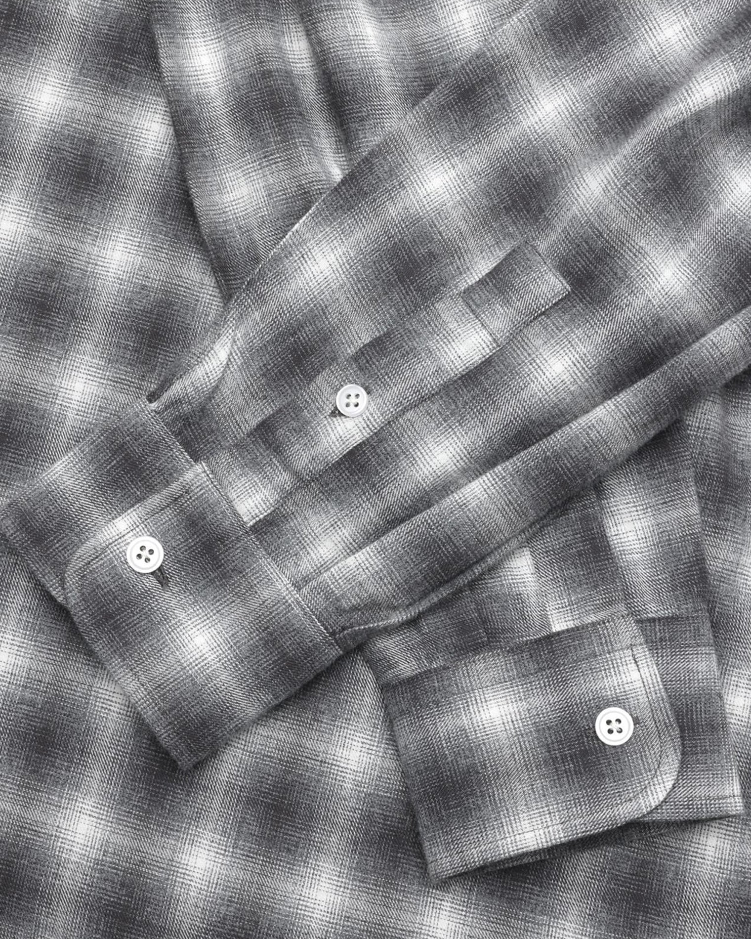 GARMENT PROJECT MAN Relaxed LS Button Down Shirt - Flannel Grey Check Shirt 401 Grey Check