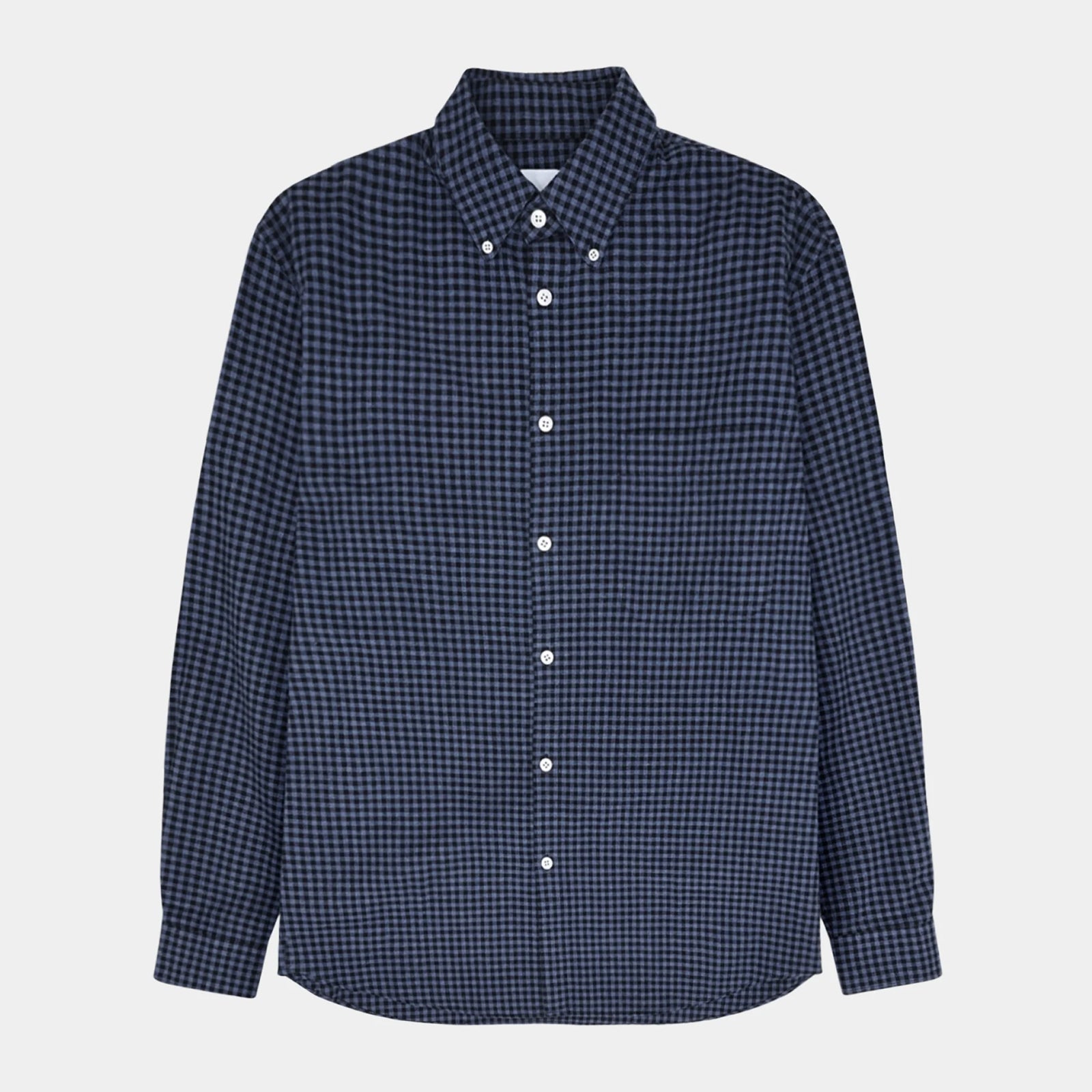 GARMENT PROJECT MAN Relaxed LS Button Down Shirt - Flannel Navy Check Shirt 501 Navy Check