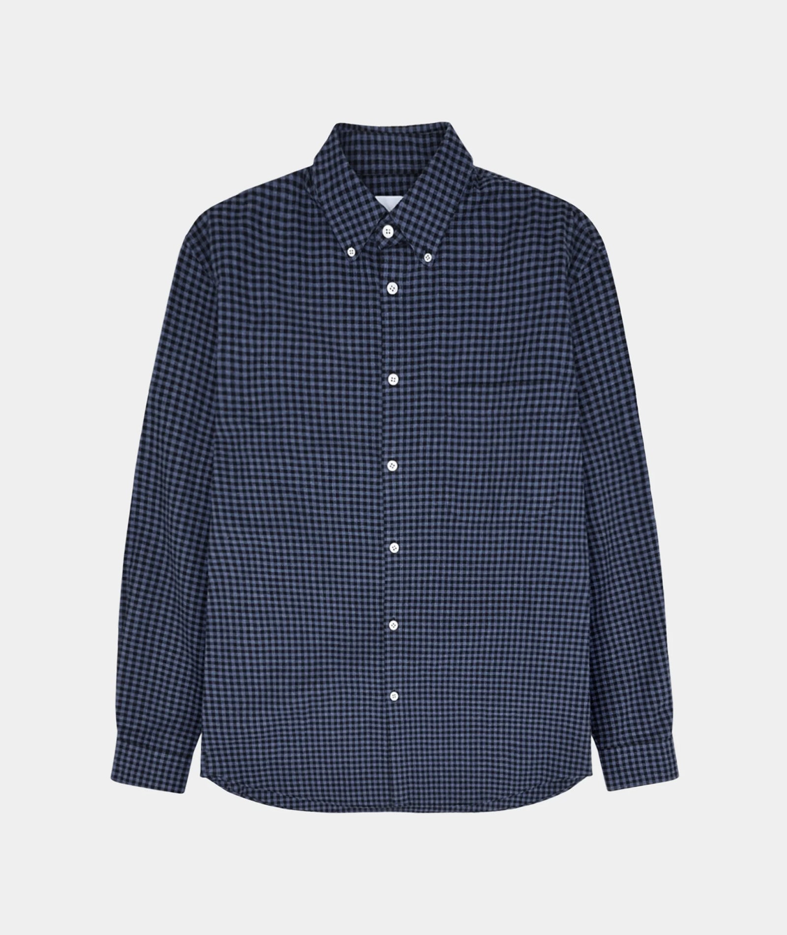 GARMENT PROJECT MAN Relaxed LS Button Down Shirt - Flannel Navy Check Shirt 501 Navy Check