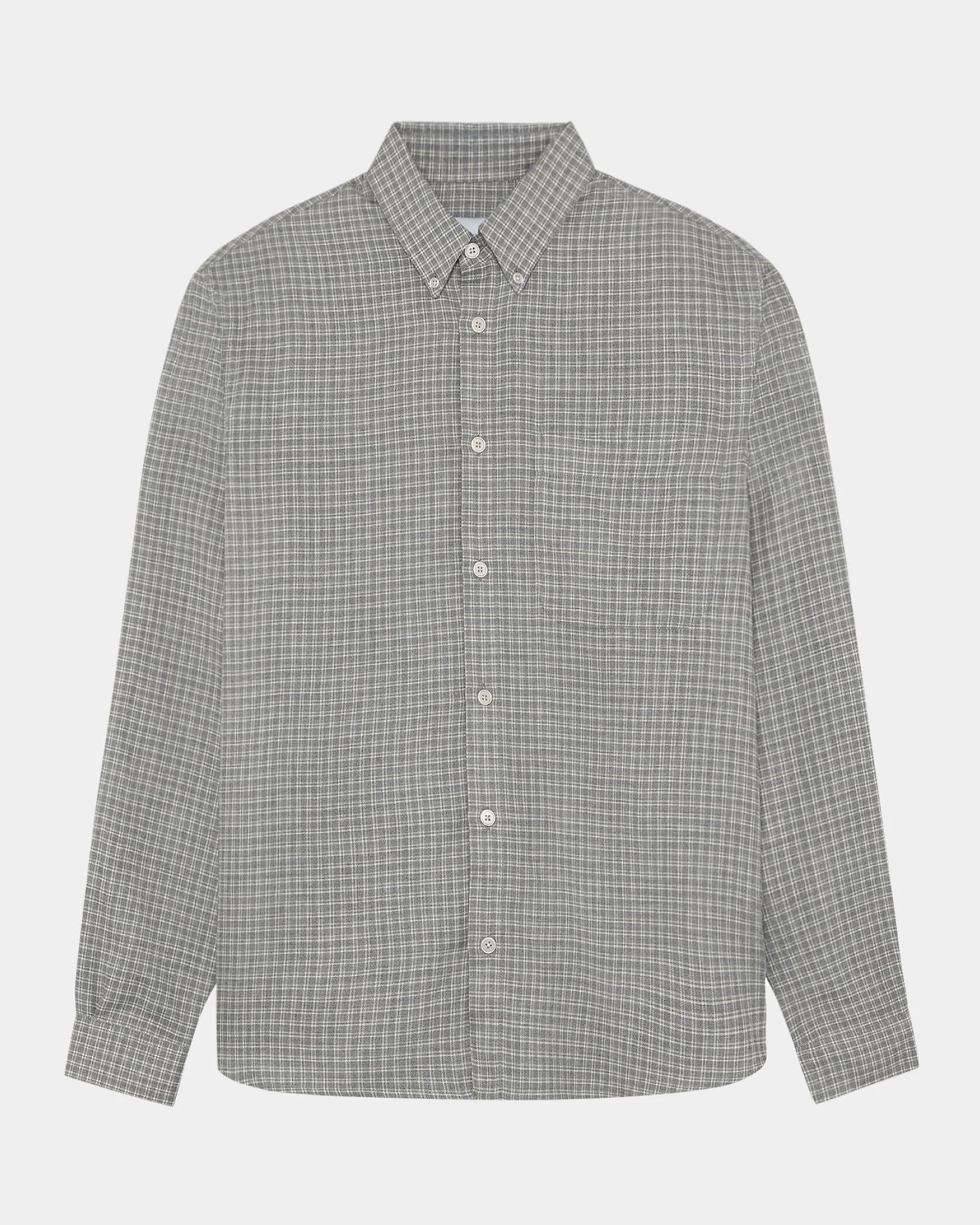 GARMENT PROJECT MAN Relaxed LS Button Down Shirt - Grey Check Shirt 401 Grey Check