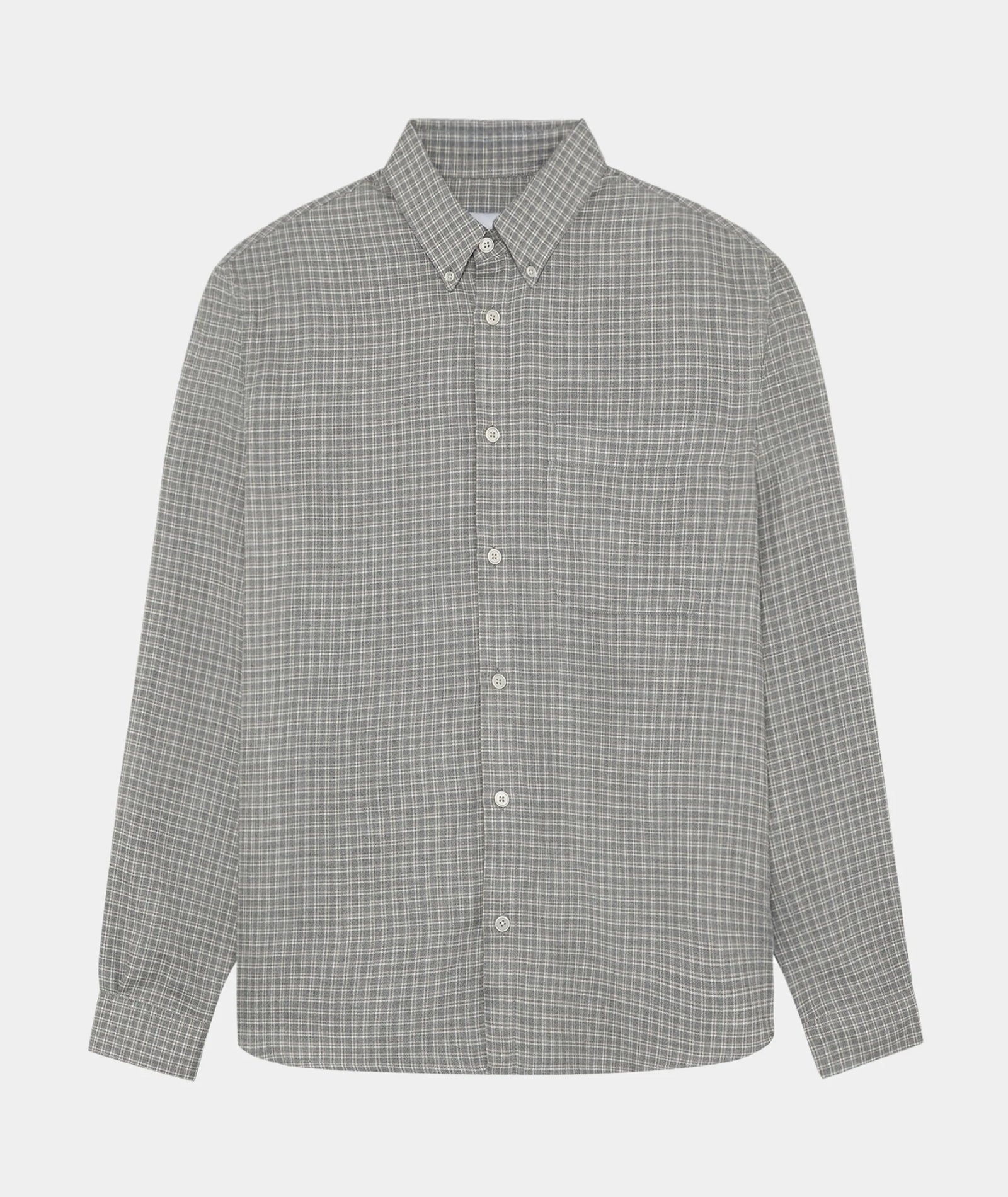 GARMENT PROJECT MAN Relaxed LS Button Down Shirt - Grey Check Shirt 401 Grey Check
