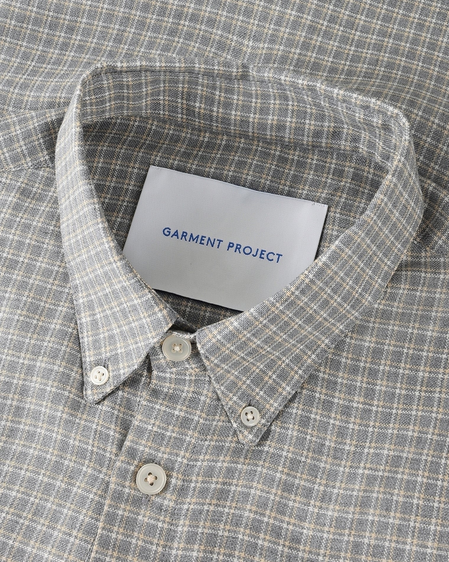 GARMENT PROJECT MAN Relaxed LS Button Down Shirt - Grey Check Shirt 401 Grey Check