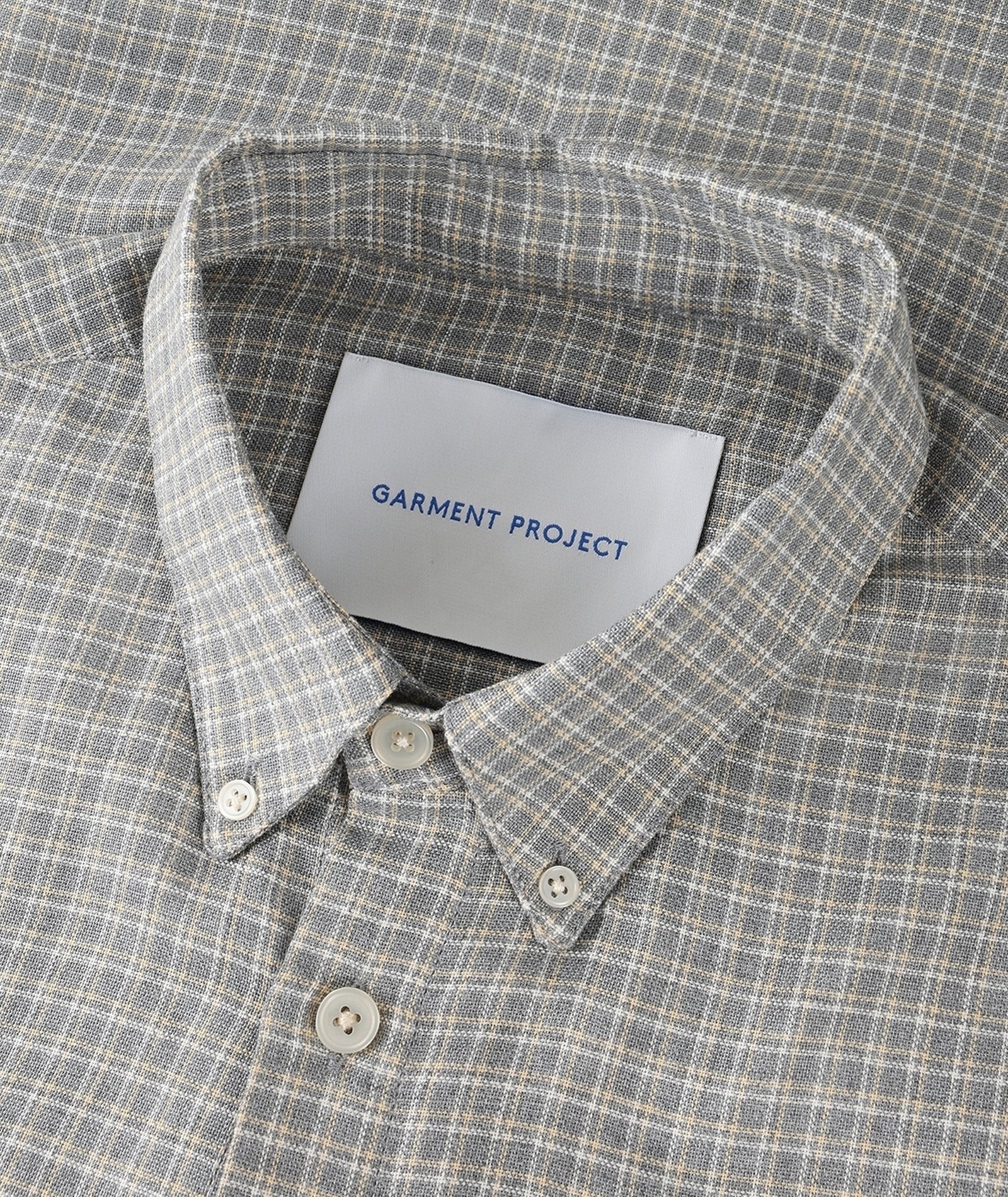 GARMENT PROJECT MAN Relaxed LS Button Down Shirt - Grey Check Shirt 401 Grey Check