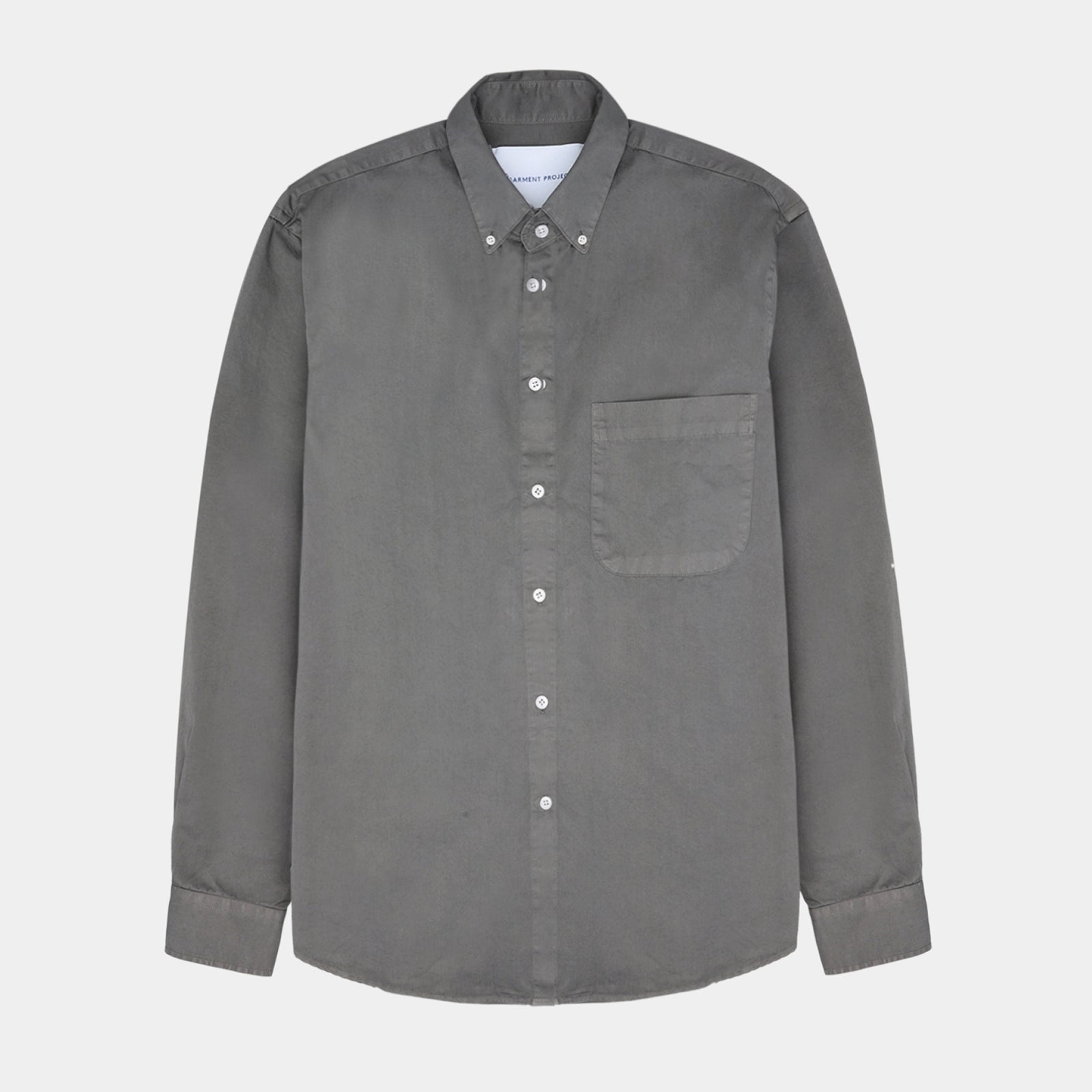 GARMENT PROJECT MAN Relaxed LS Button Down Shirt - Grey Garment Dyed Shirt 400 Grey