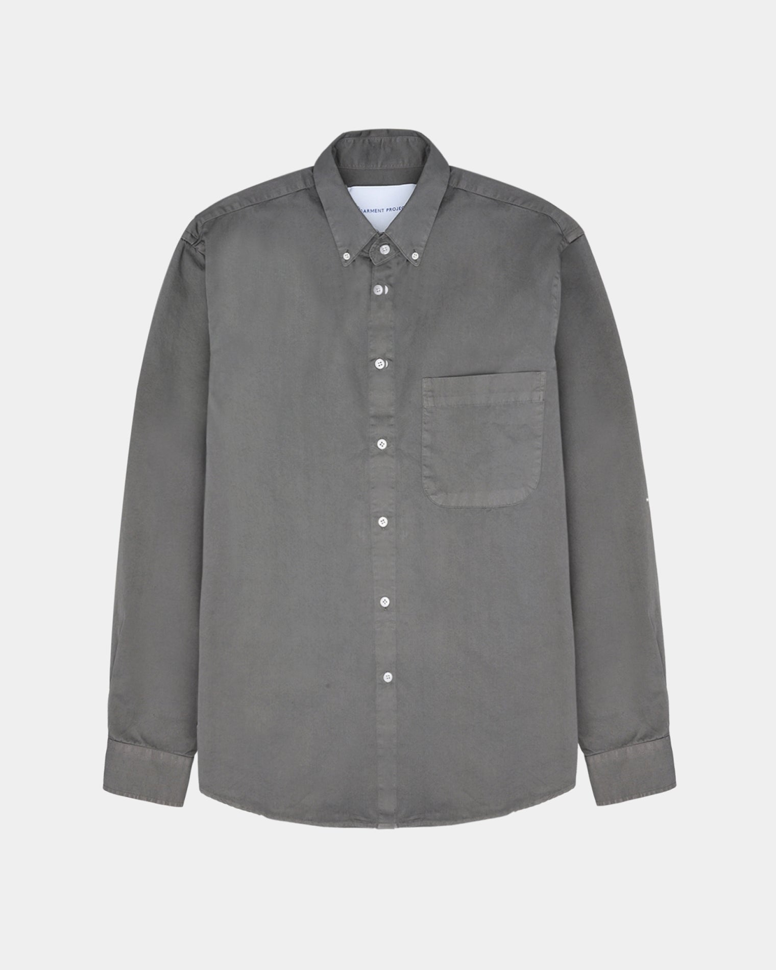 GARMENT PROJECT MAN Relaxed LS Button Down Shirt - Grey Garment Dyed Shirt 400 Grey