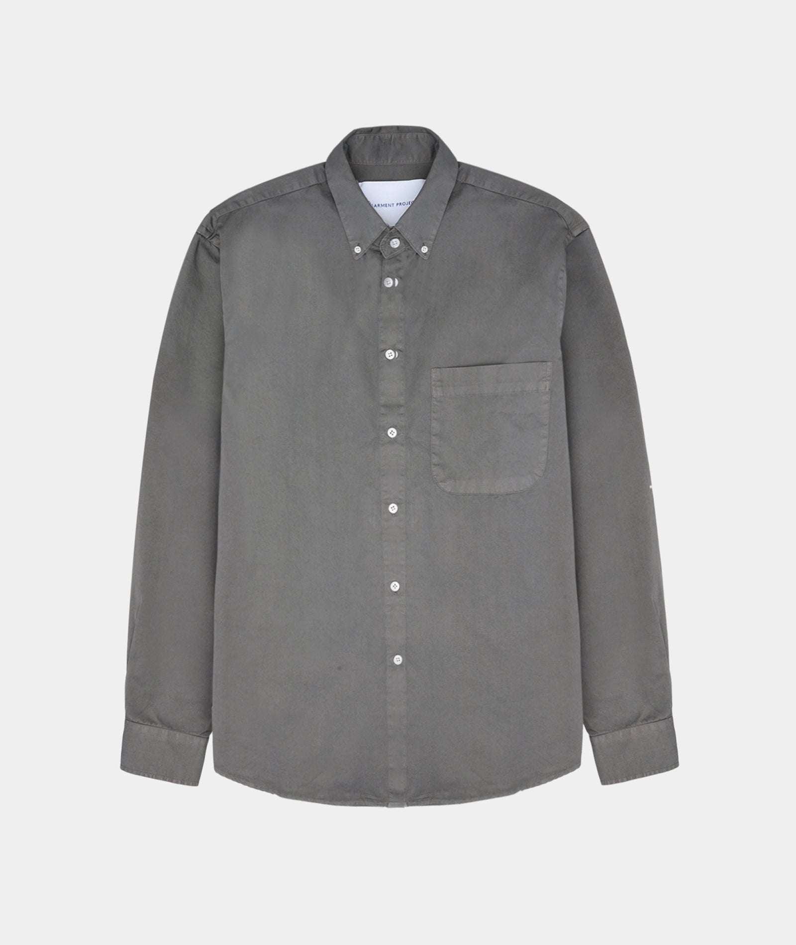GARMENT PROJECT MAN Relaxed LS Button Down Shirt - Grey Garment Dyed Shirt 400 Grey