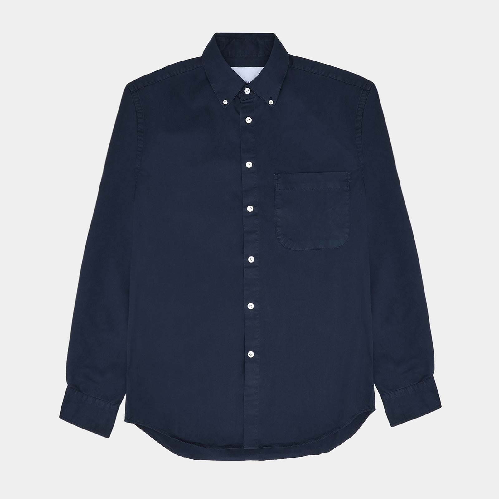GARMENT PROJECT MAN Relaxed LS Button Down Shirt - Navy Garment Dyed Shirt 500 Navy