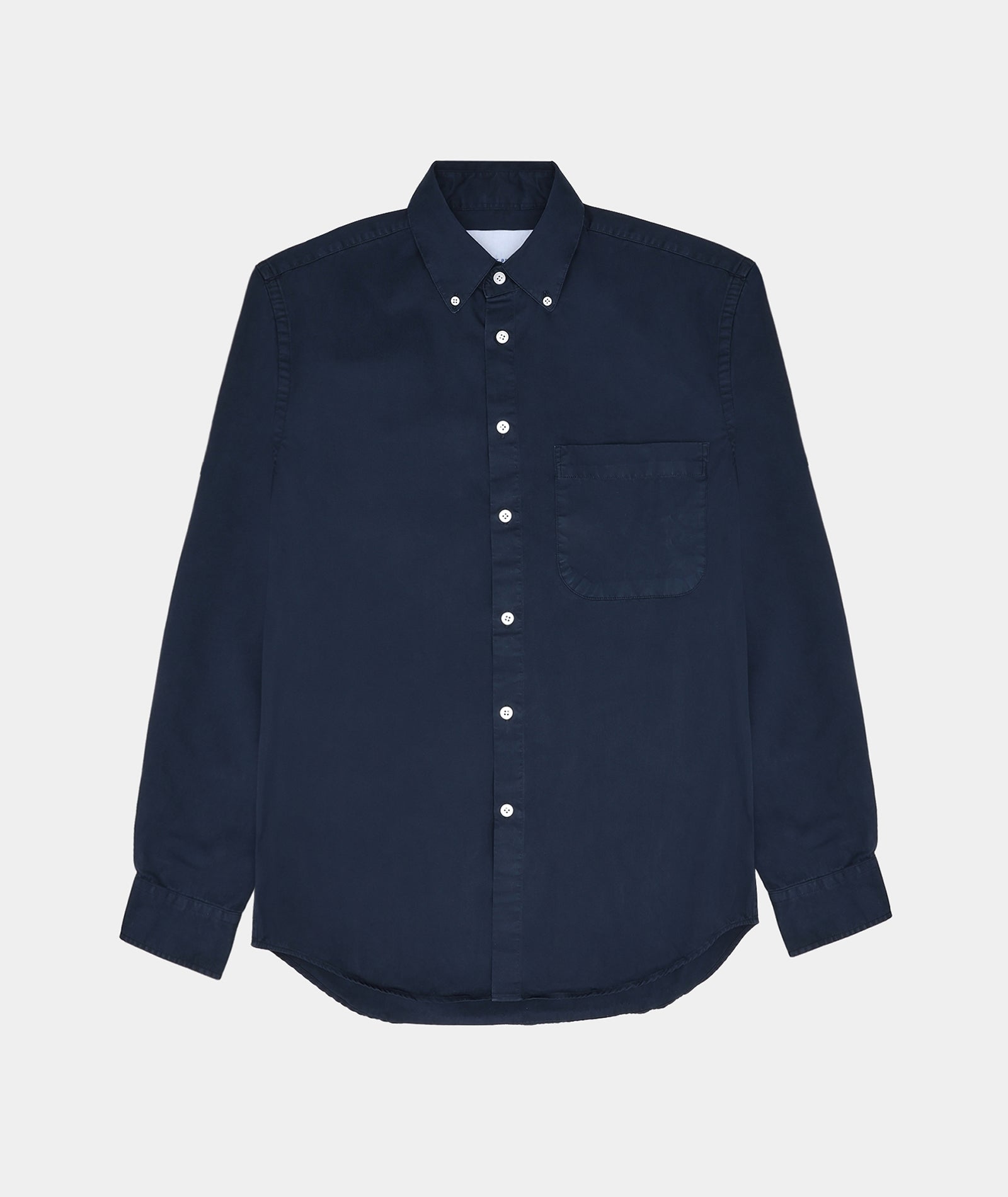 GARMENT PROJECT MAN Relaxed LS Button Down Shirt - Navy Garment Dyed Shirt 500 Navy