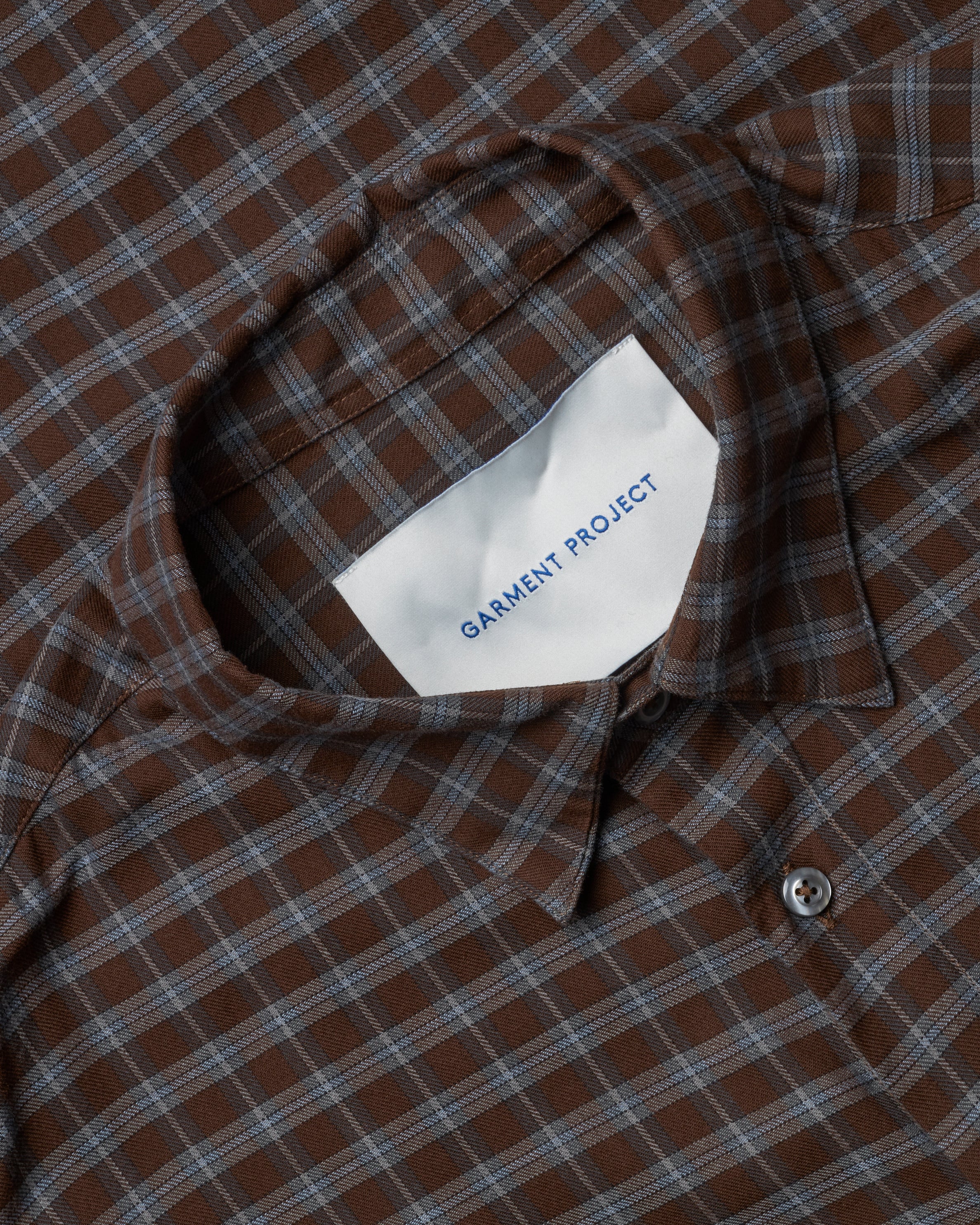 GARMENT PROJECT MAN Relaxed LS Shirt - Brown Check Shirt 800 Brown