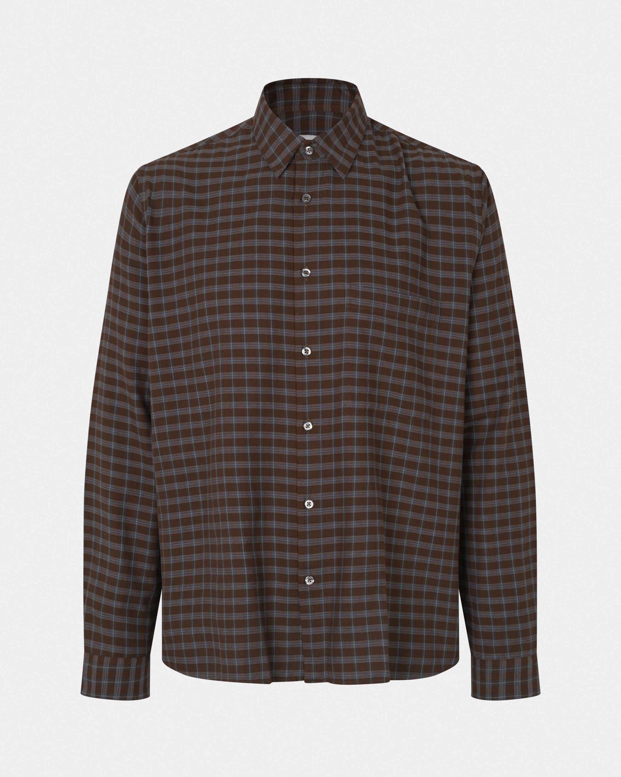 GARMENT PROJECT MAN Relaxed LS Shirt - Brown Check Shirt 800 Brown