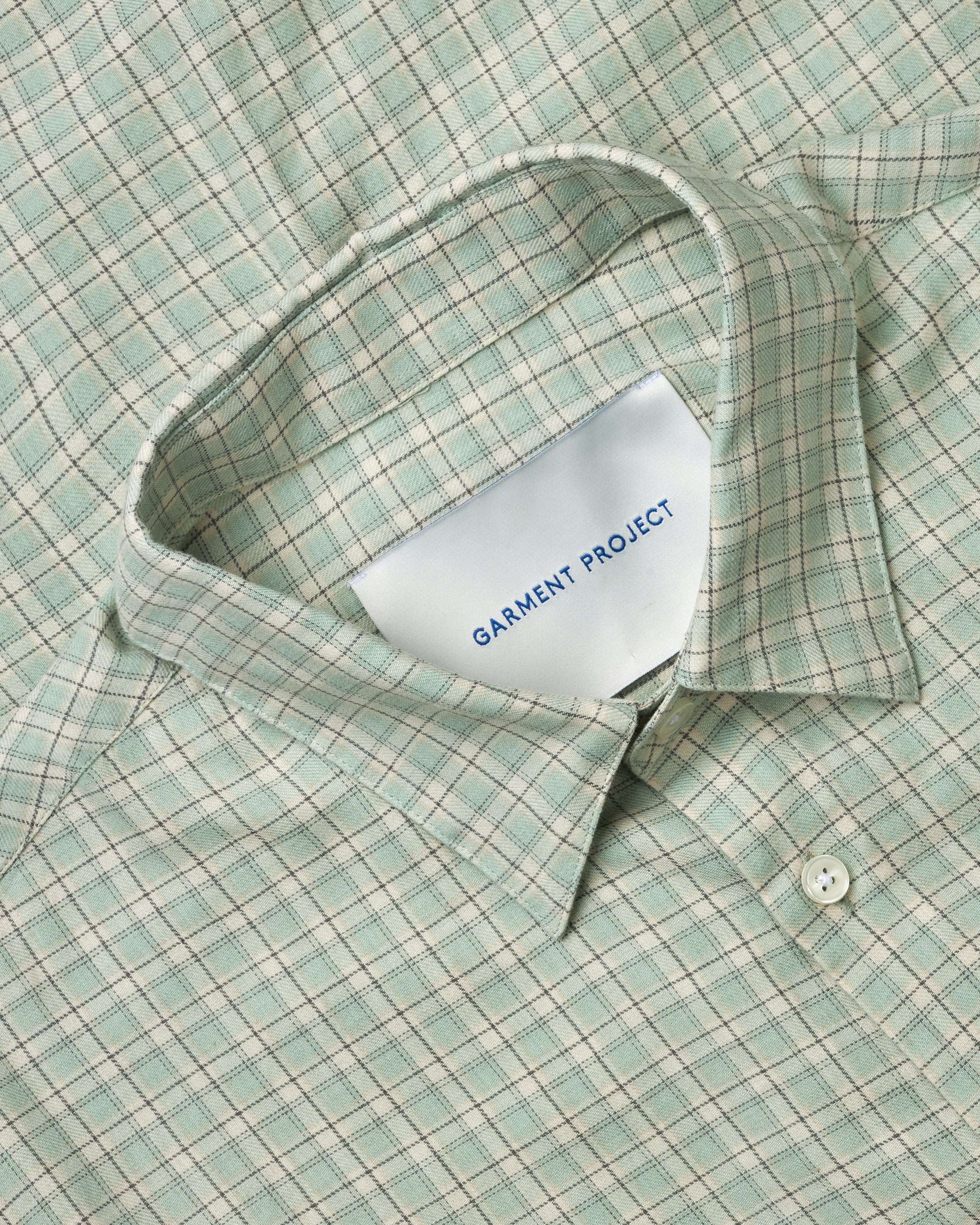 GARMENT PROJECT MAN Relaxed LS Shirt - Dusty Green Check Shirt 255 Dusty Green