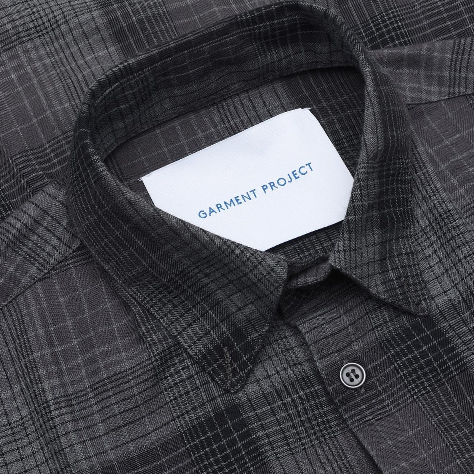 GARMENT PROJECT MAN Relaxed LS Shirt - Flannel Charcoal Check Shirt 446 Charcoal Check