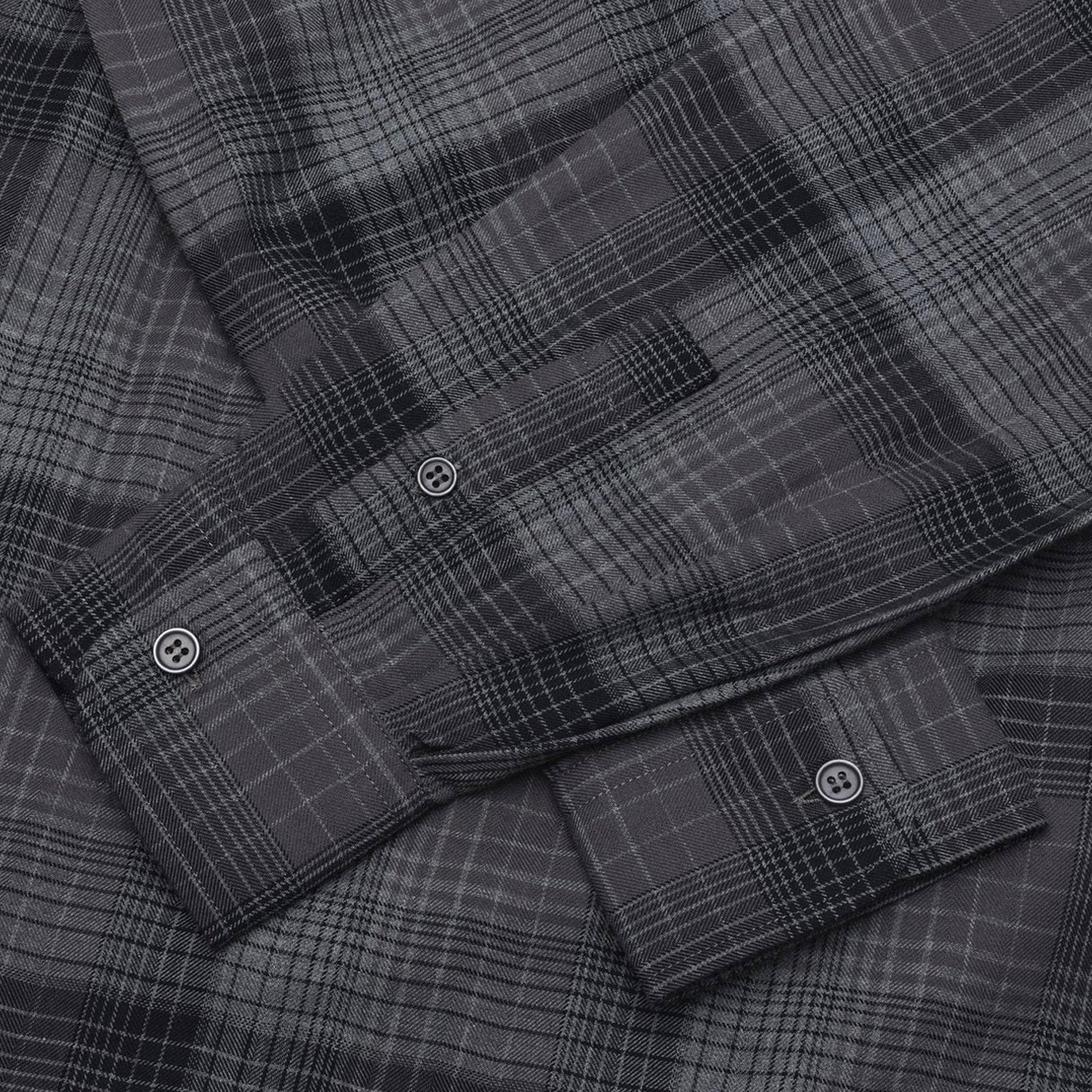 GARMENT PROJECT MAN Relaxed LS Shirt - Flannel Charcoal Check Shirt 446 Charcoal Check