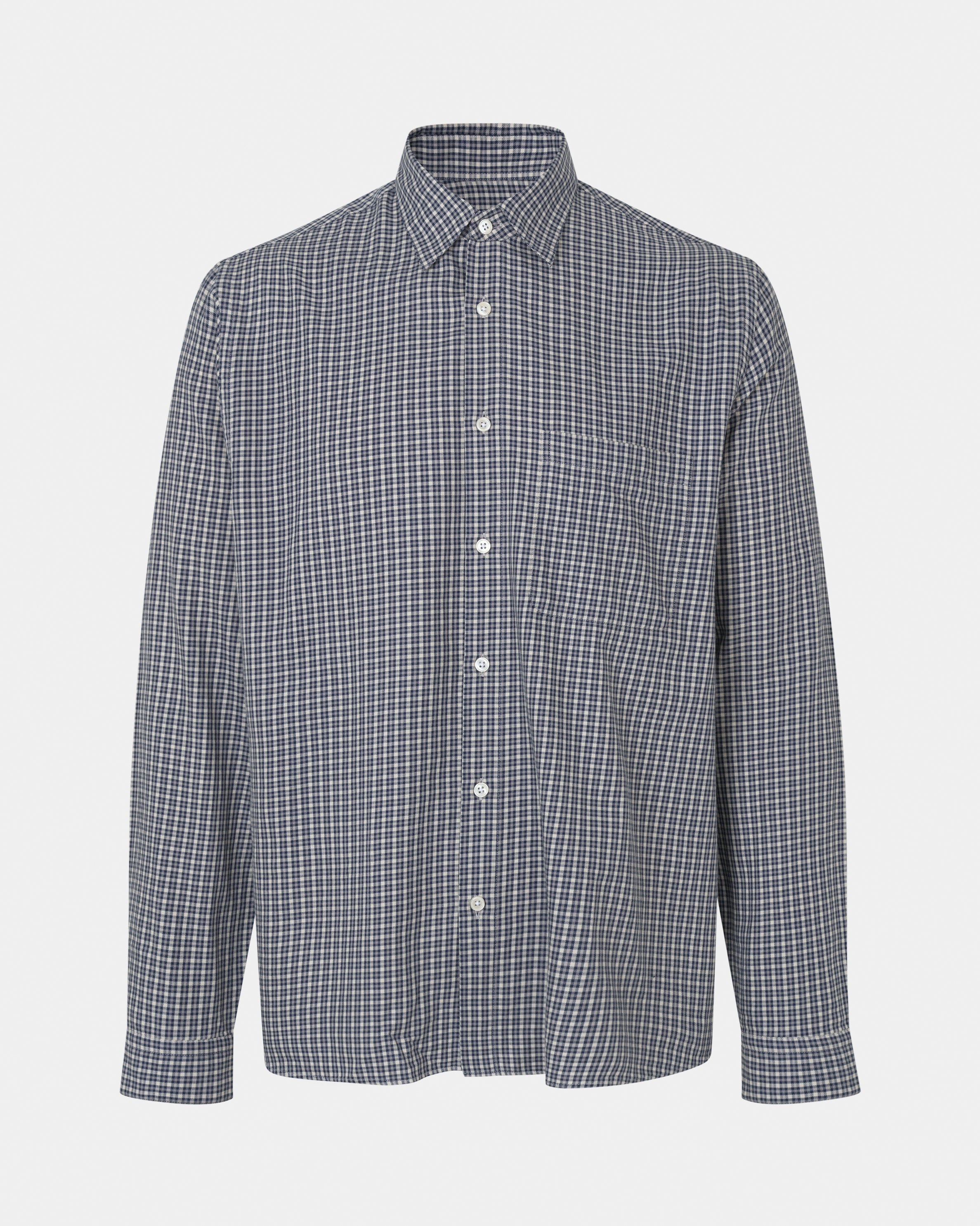 GARMENT PROJECT MAN Relaxed LS Shirt - Navy Check Shirt 500 Navy
