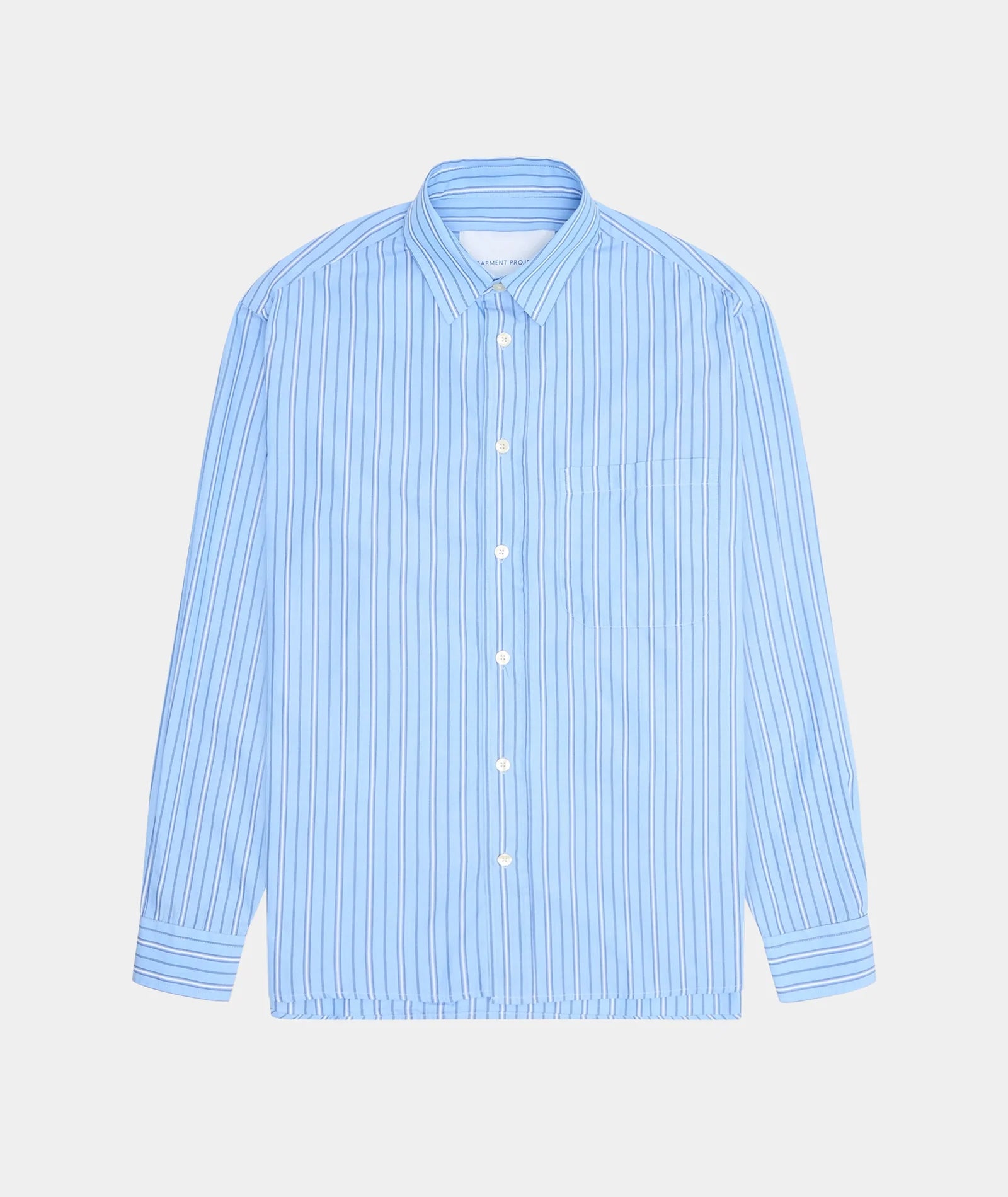 GARMENT PROJECT MAN Relaxed Long Sleeved Shirt - Blue Striped Shirt 550 Blue