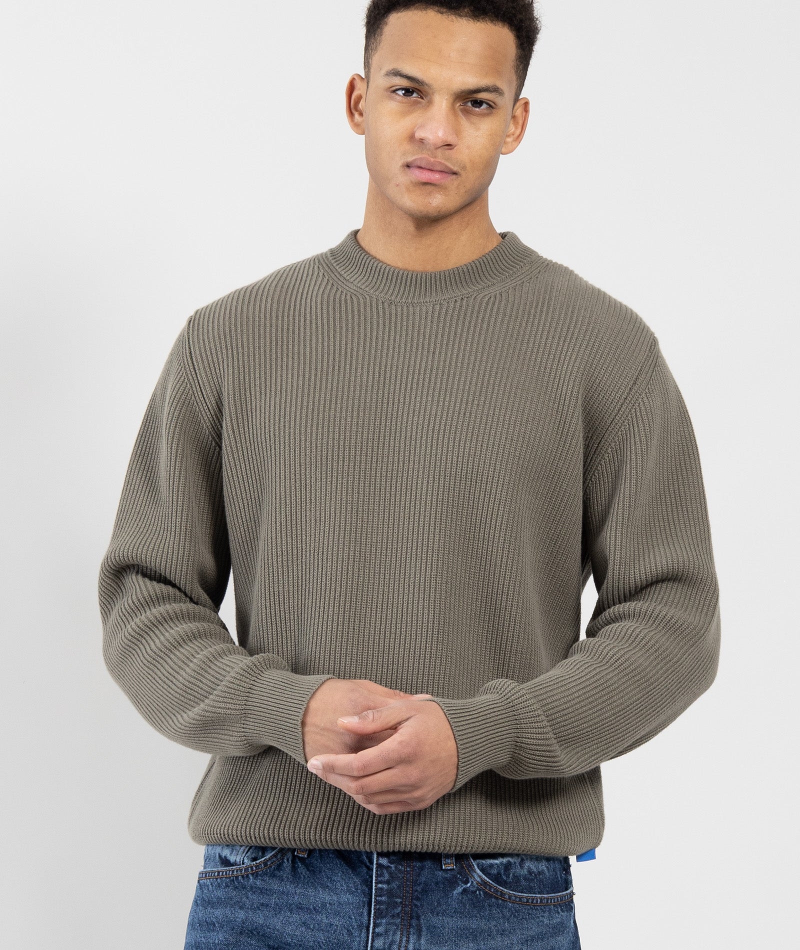 GARMENT PROJECT MAN Round Neck Knit - Dusty Green Knit 255 Dusty Green