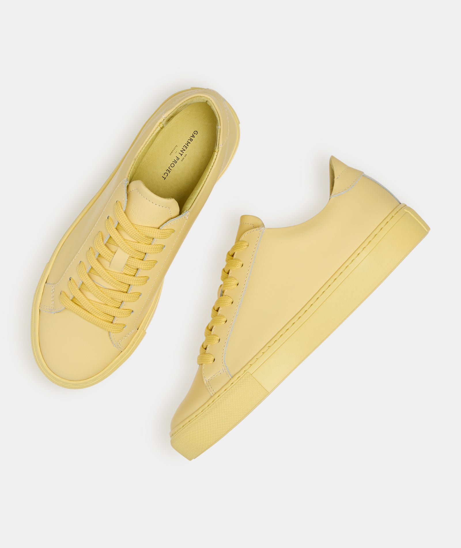 GARMENT PROJECT WMNS Type - Soft Yellow Rubberised Leather Sneakers 5027 Light Yellow