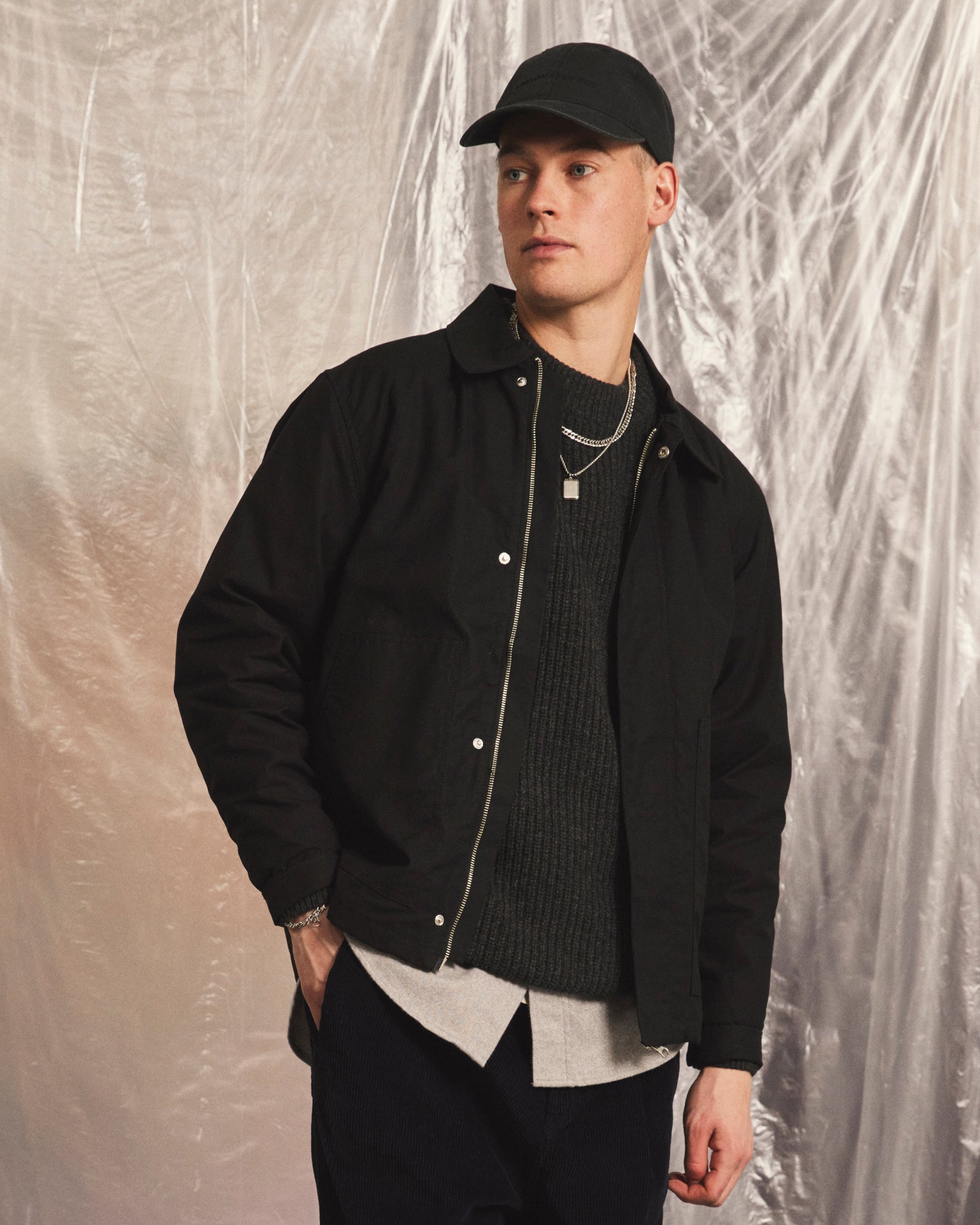 GARMENT PROJECT MAN Waxed Cotton Worker Jacket - Black Jacket 999 Black