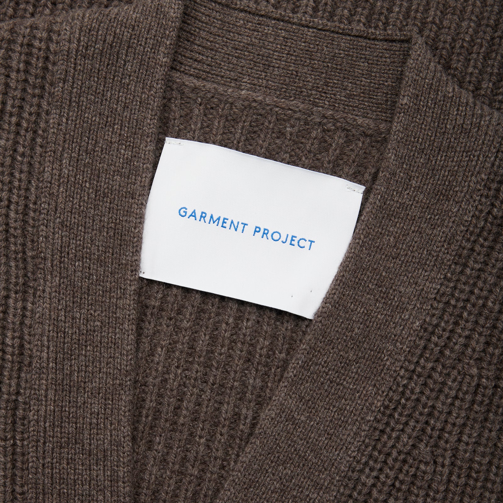 GARMENT PROJECT MAN Wool Knit Cardigan - Dark Taupe Melange Knit 140 Taupe