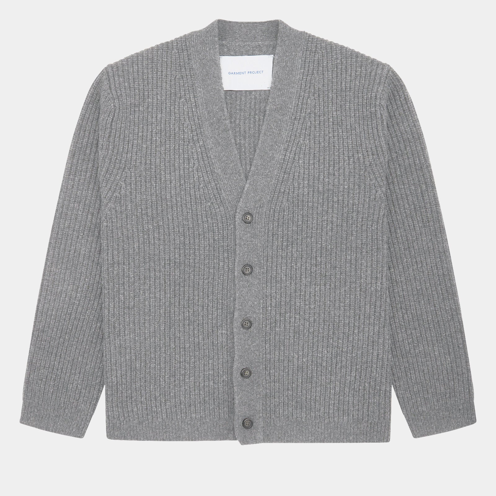 GARMENT PROJECT MAN Wool Knit Cardigan - Light Grey Melange Knit 7065 Light Grey Melange