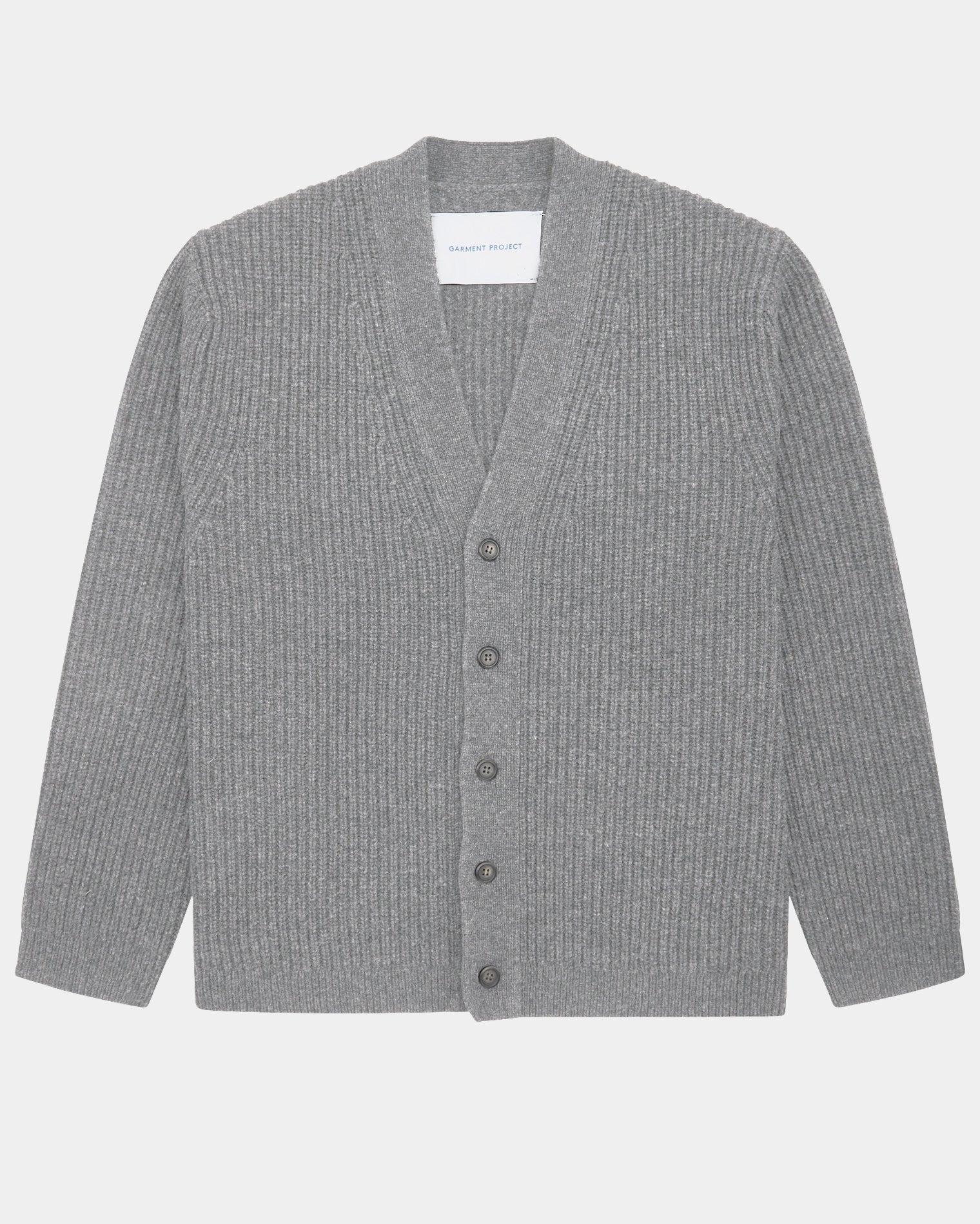 GARMENT PROJECT MAN Wool Knit Cardigan - Light Grey Melange Knit 7065 Light Grey Melange