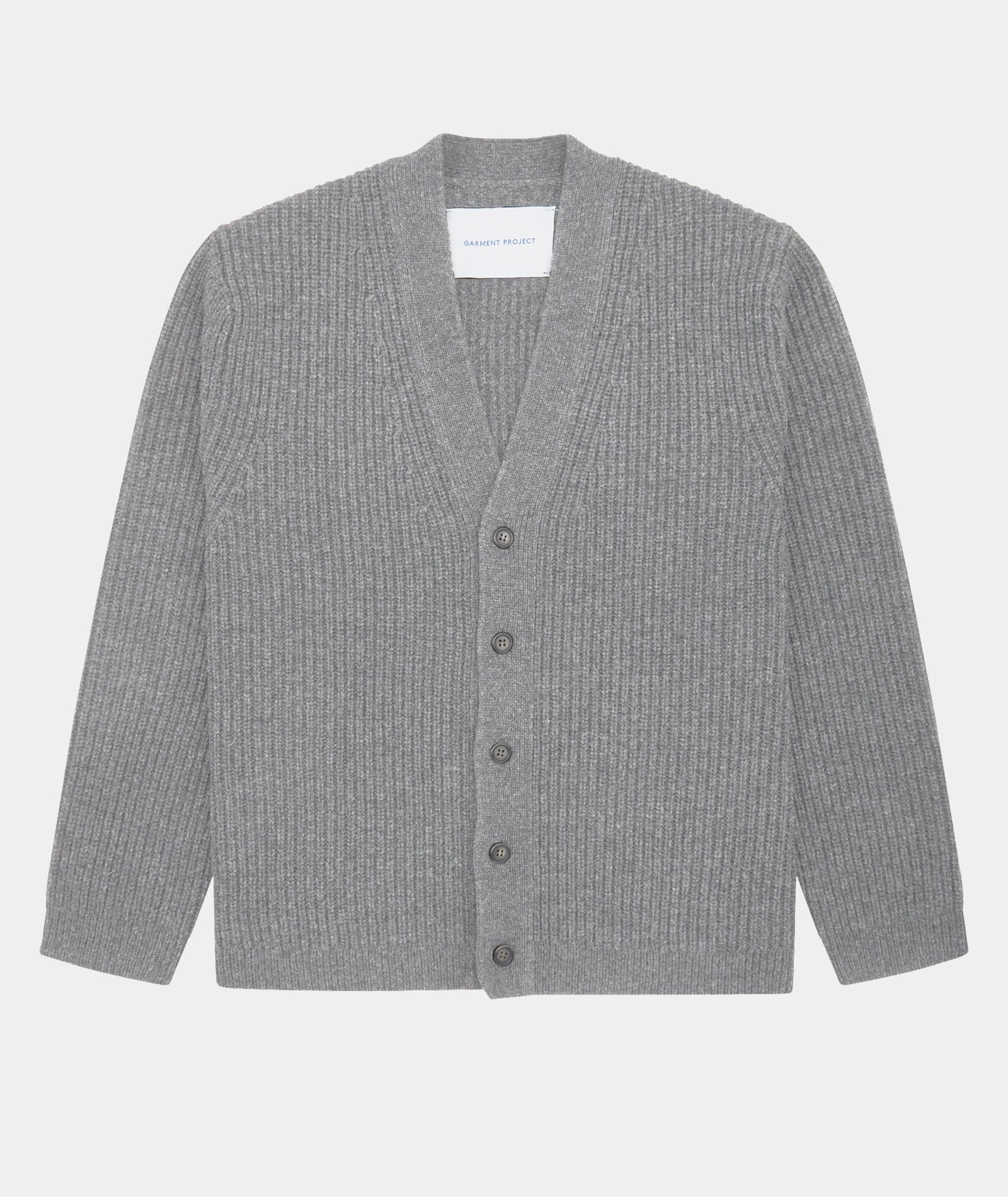 GARMENT PROJECT MAN Wool Knit Cardigan - Light Grey Melange Knit 7065 Light Grey Melange
