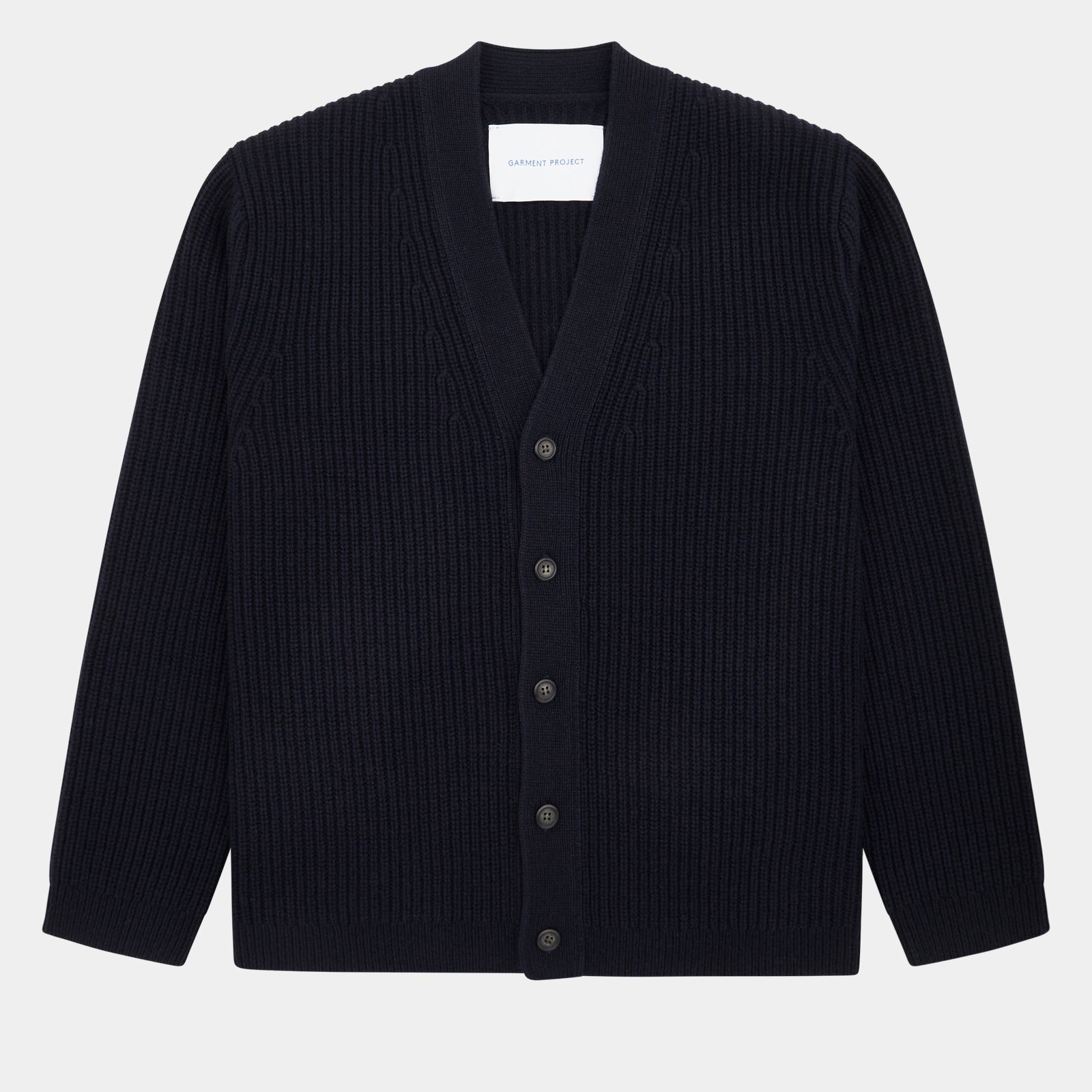 GARMENT PROJECT MAN Wool Knit Cardigan - Navy Knit 500 Navy