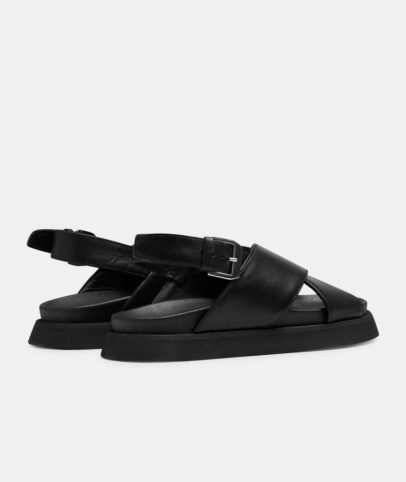 GARMENT PROJECT WMNS Yodi - Black Leather Sandals 999 Black