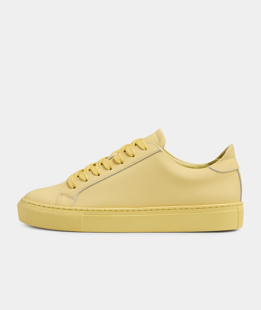 GARMENT PROJECT WMNS Type - Soft Yellow Rubberised Leather Sneakers 5027 Light Yellow