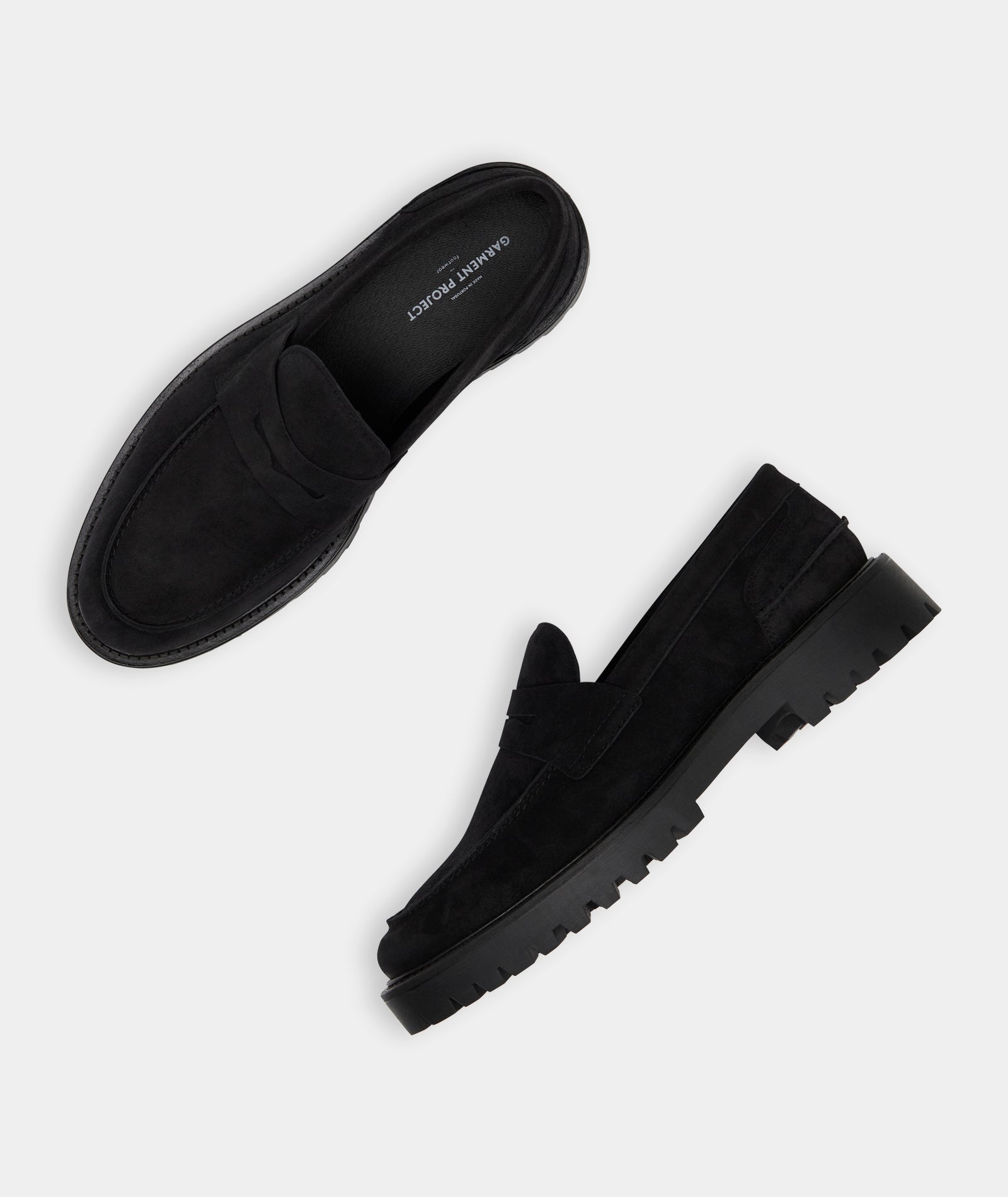 GARMENT PROJECT MAN Aaron Penny Loafer - Black Suede Loafer 999 Black