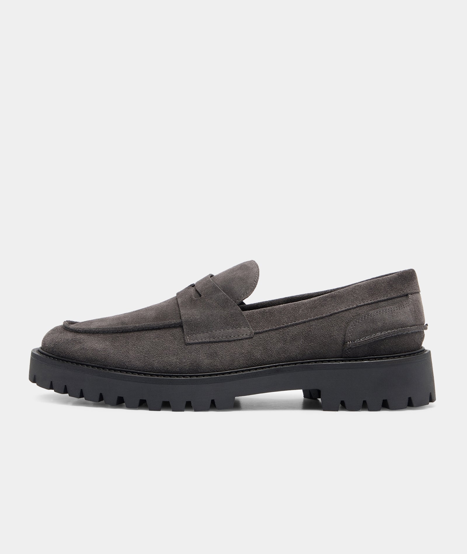 GARMENT PROJECT MAN Aaron Penny Loafer - Charcoal Suede Shoes 445 Charcoal