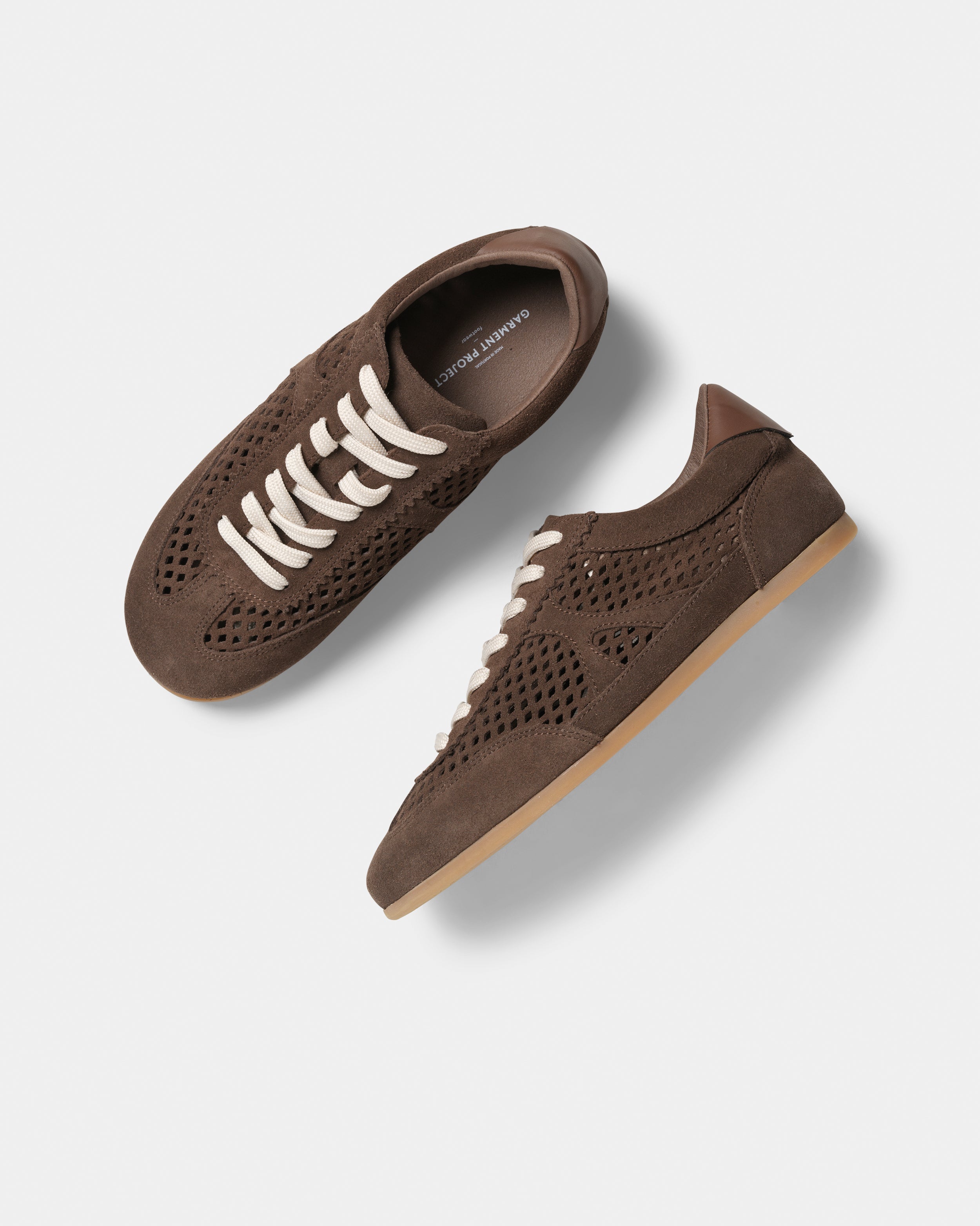 GARMENT PROJECT WMNS Bea - Brown Perforated Suede Sneakers 800 Brown