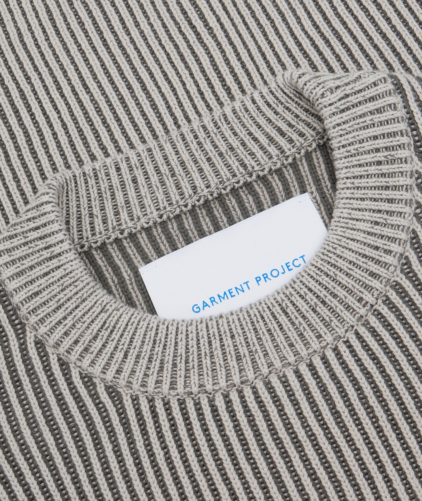 GARMENT PROJECT MAN Boxy Cotton Knit - Bicolored bone/elephant Knit 111 Bone White