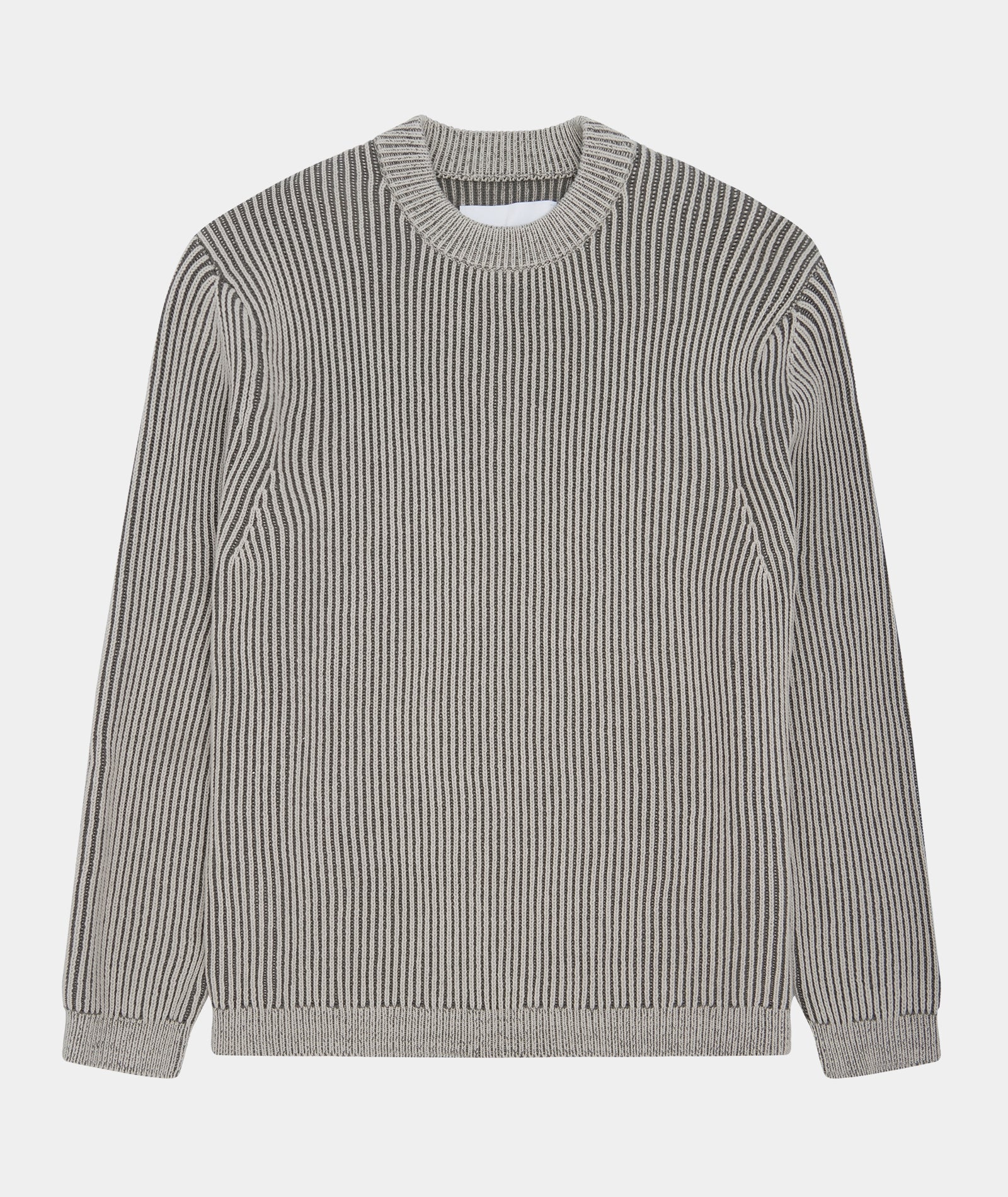 GARMENT PROJECT MAN Boxy Cotton Knit - Bicolored bone/elephant Knit 111 Bone White