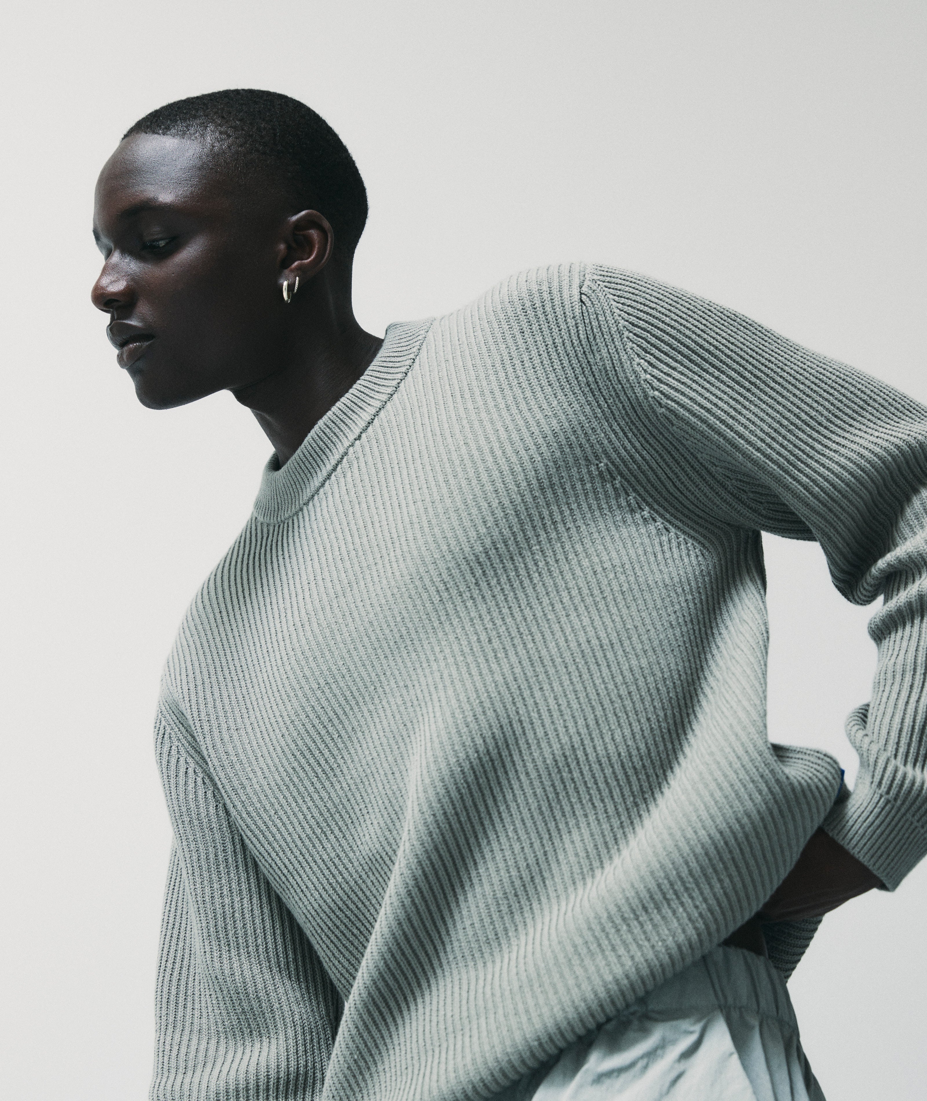 GARMENT PROJECT MAN Boxy Cotton Knit - Dusty Green Knit 255 Dusty Green