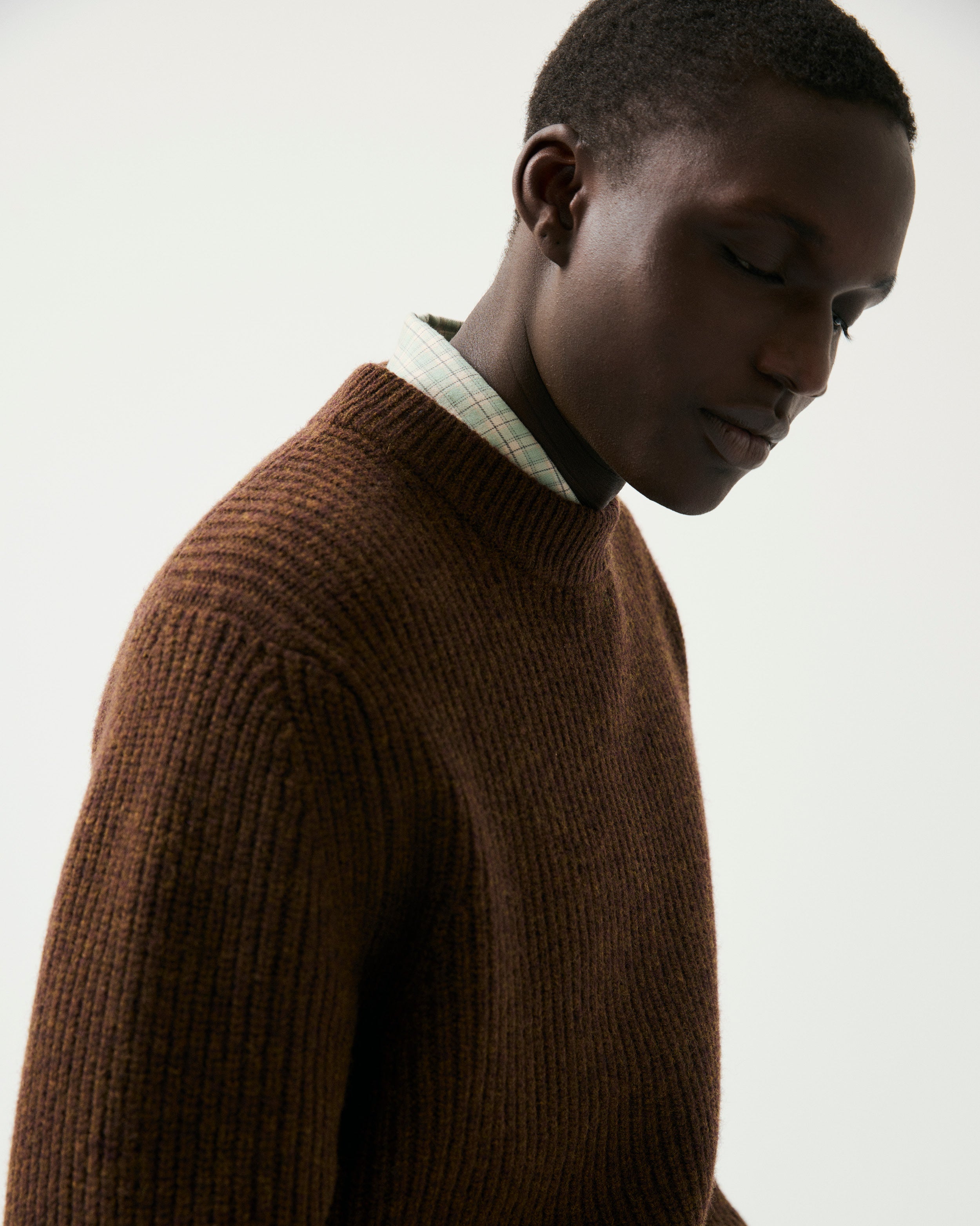 GARMENT PROJECT MAN Boxy Wool Knit - Brown Melange Knit 800 Brown