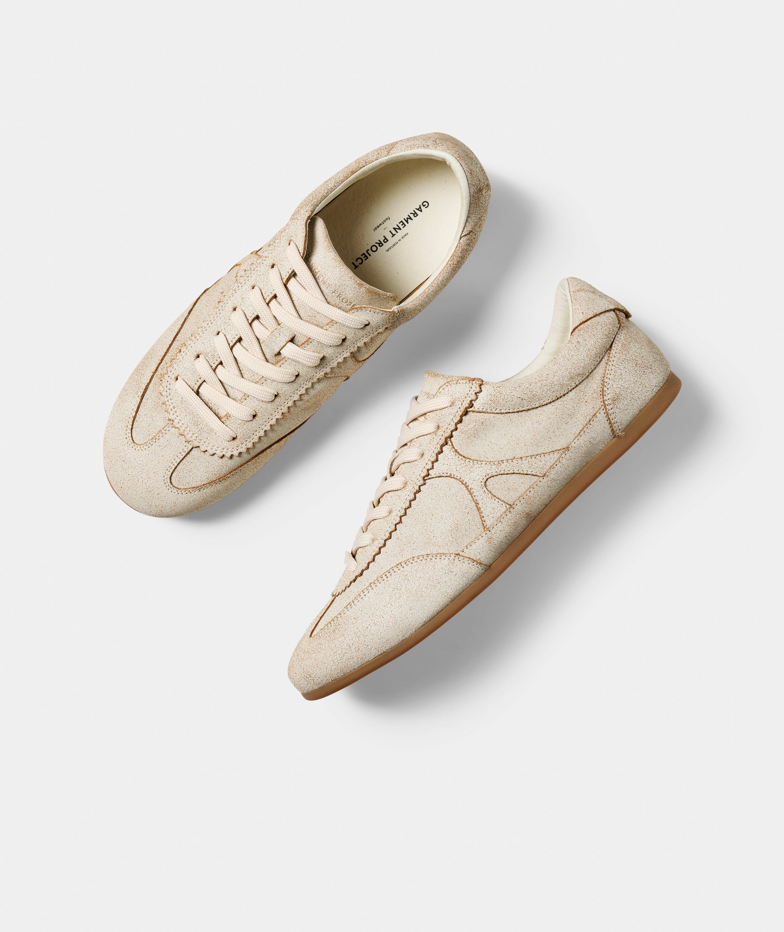 GARMENT PROJECT MAN Brodie - Off-white Cracked Leather Sneakers 110 Off White
