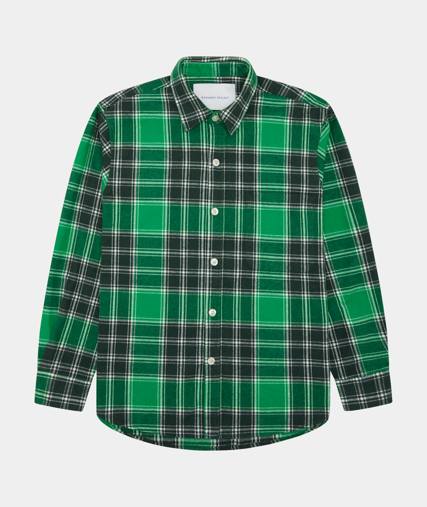 GARMENT PROJECT MAN Check Overshirt - Green Overshirt 200 Green