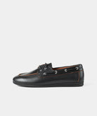 GARMENT PROJECT WMNS Daisy Boat Shoe - Black Vintage Leather Shoes