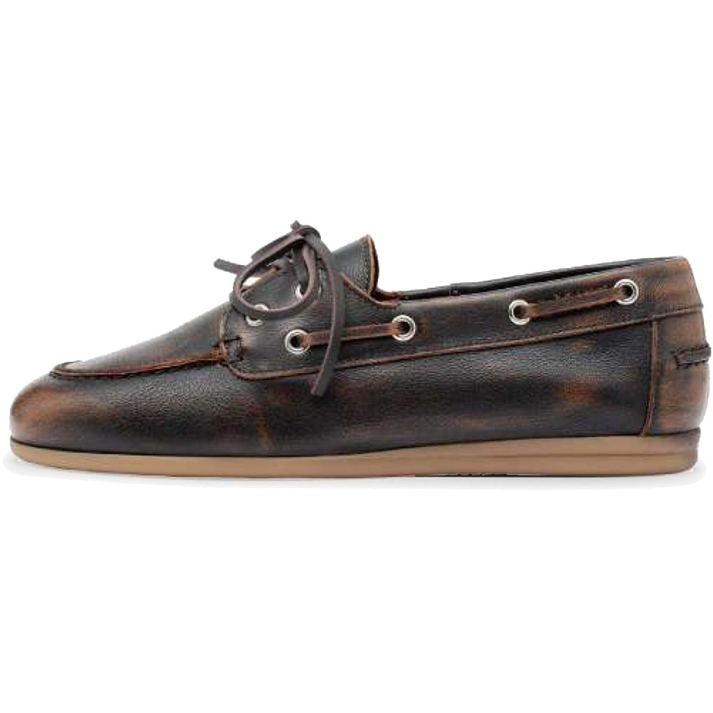 GARMENT PROJECT WMNS Daisy Boat Shoe - Brown Vintage Leather Shoes 800 Brown