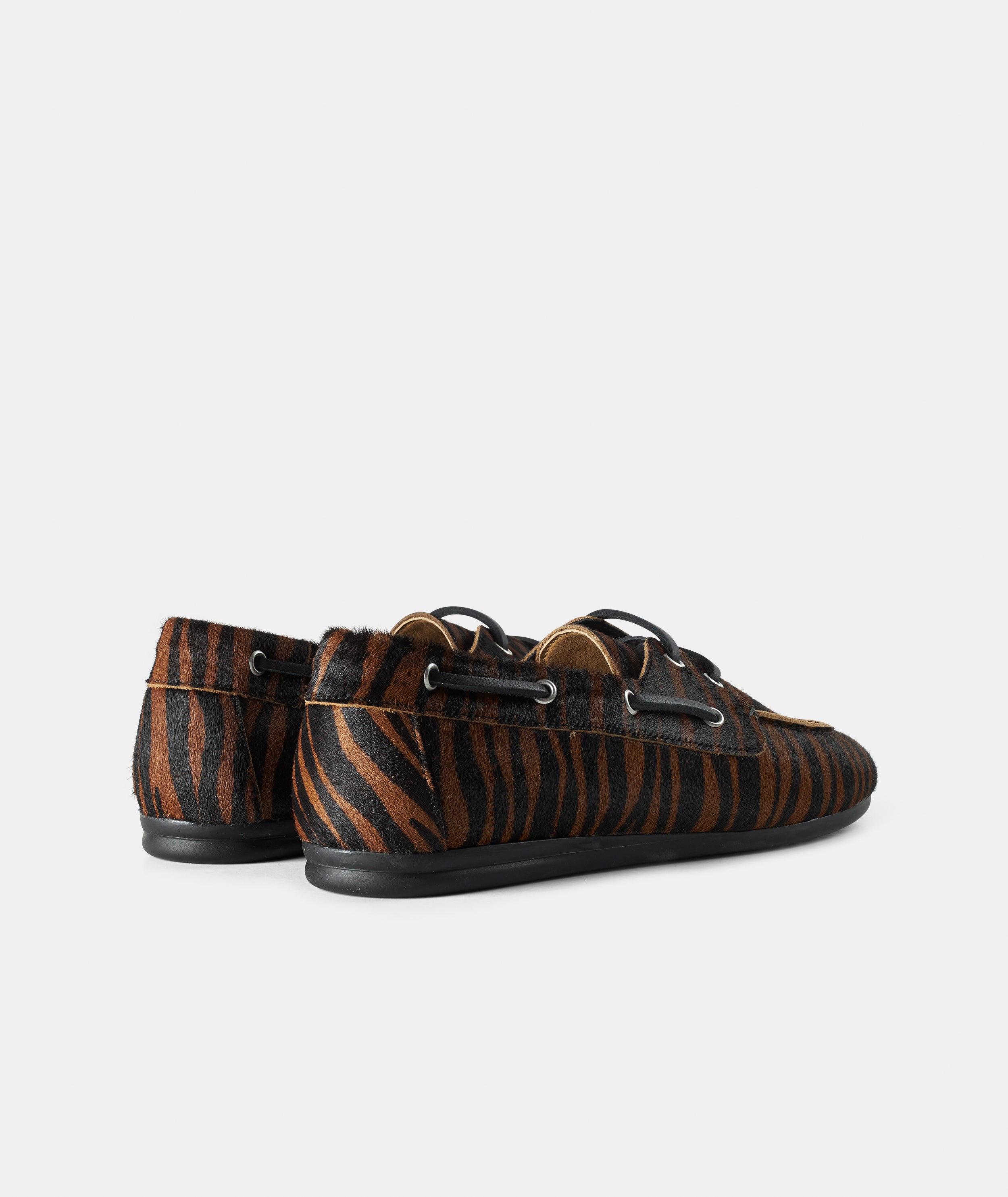 GARMENT PROJECT WMNS Daisy Boat Shoe - Brown Zebra Pony Hair Shoes 800 Brown