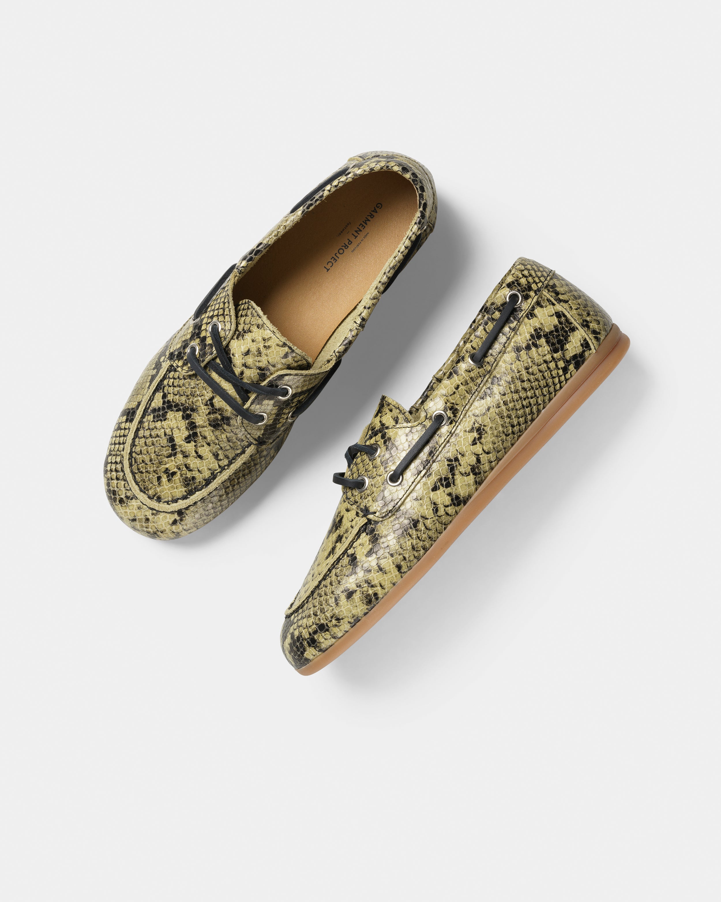 GARMENT PROJECT WMNS Daisy Boat Shoe - Soft Yellow Snake Leather Shoes 305 Soft Yellow
