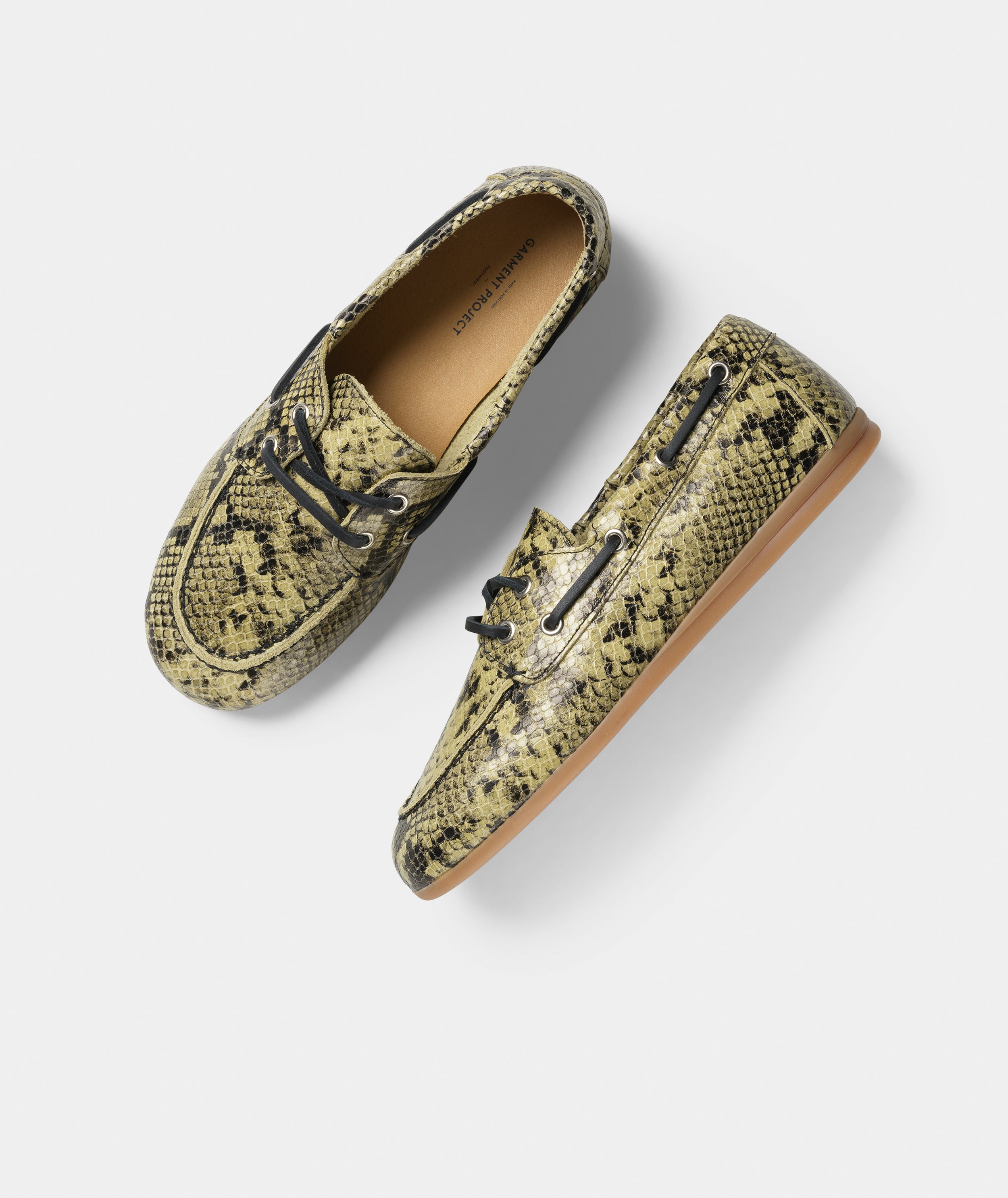 GARMENT PROJECT WMNS Daisy Boat Shoe - Soft Yellow Snake Leather Shoes 305 Soft Yellow
