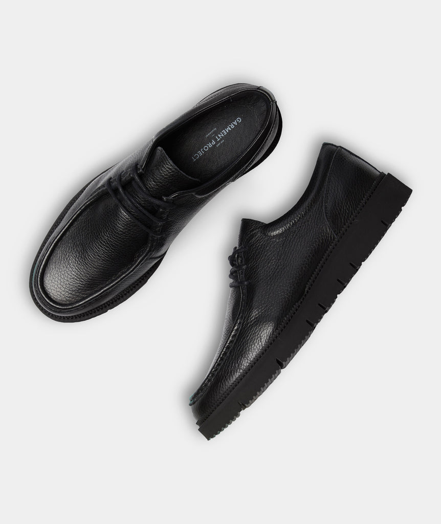 GARMENT PROJECT MAN Eilo Vibram Low - Black Tumbled Leather Shoes 999 Black